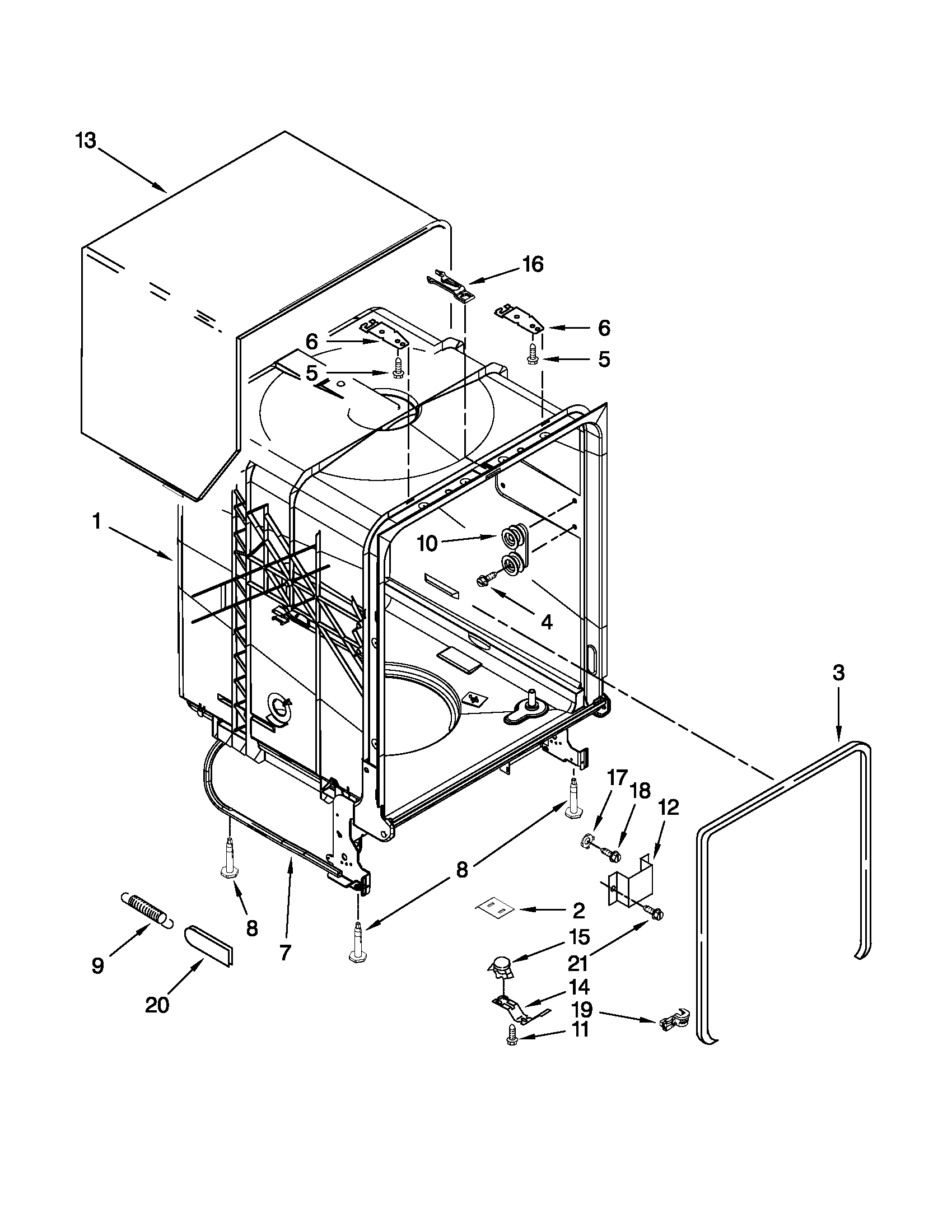 TUB AND FRAME PARTS