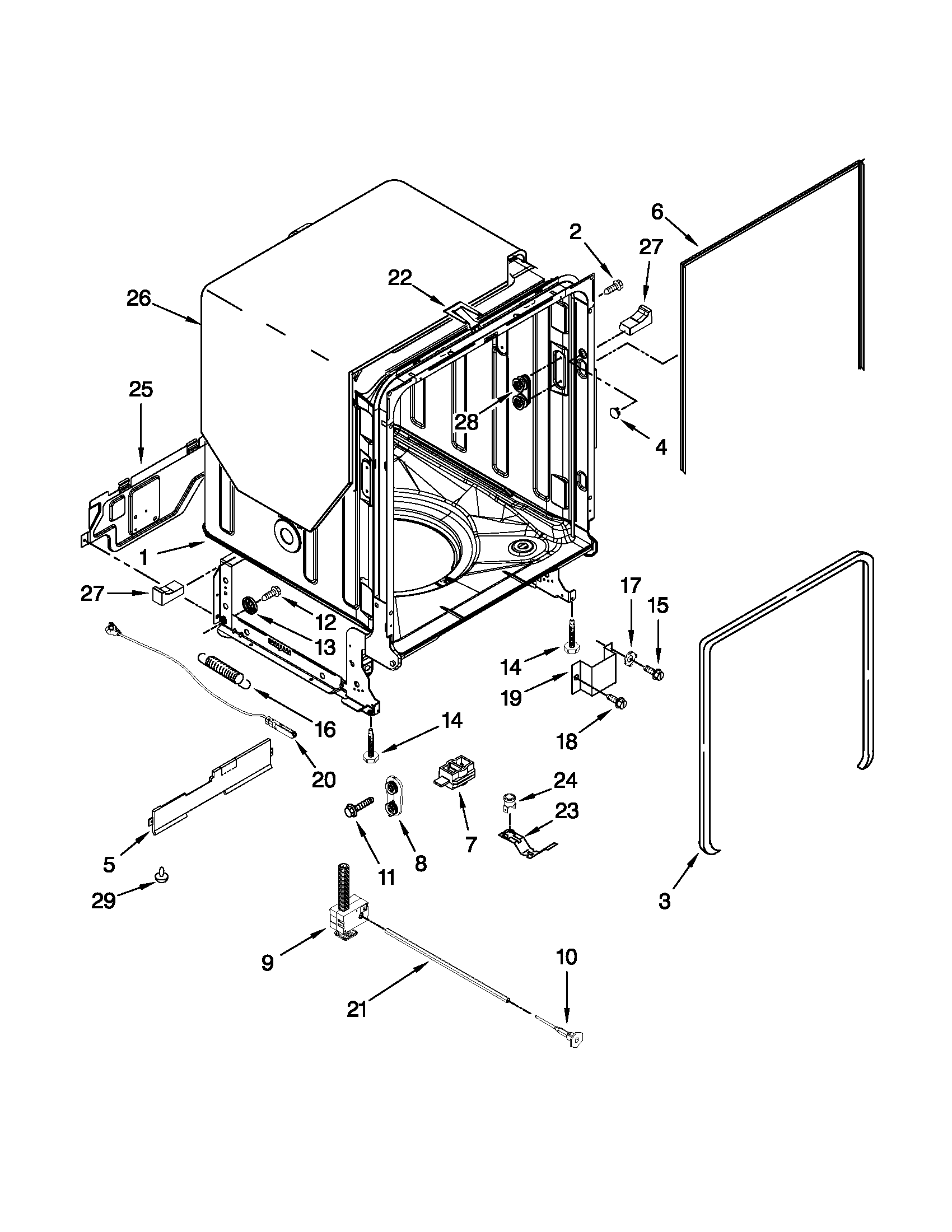 TUB AND FRAME PARTS