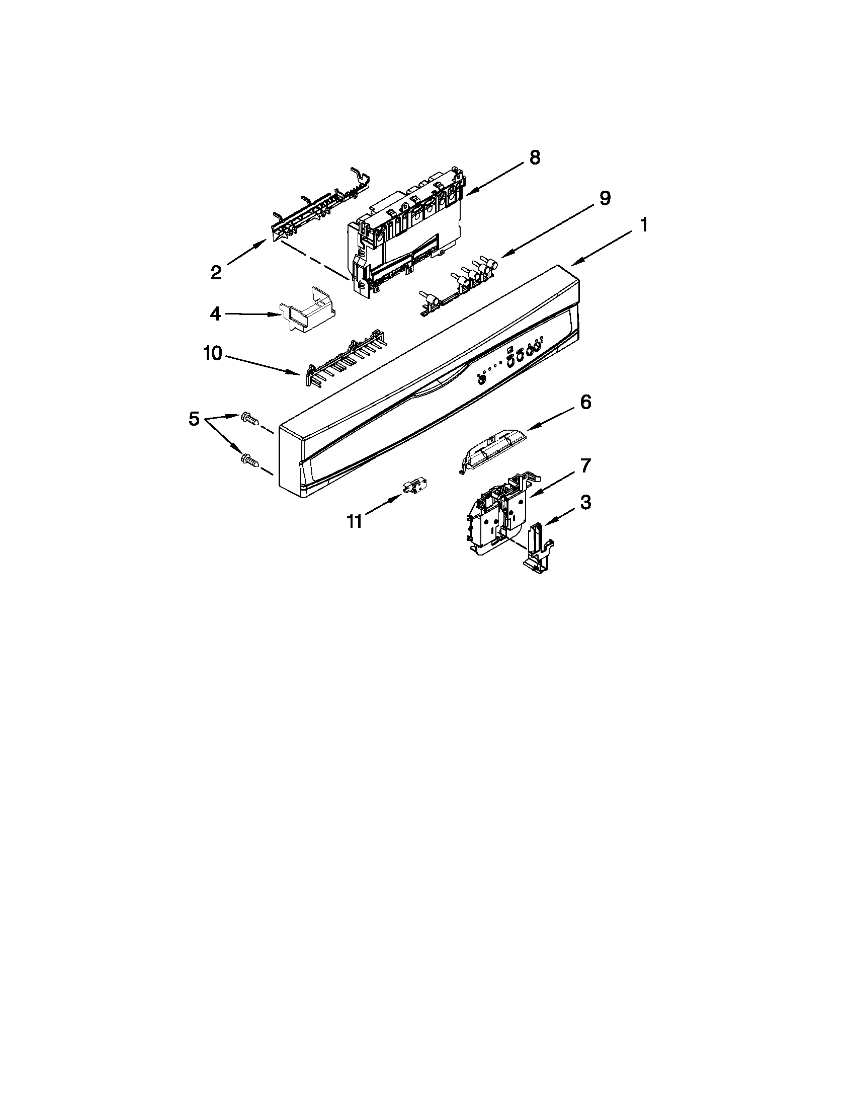 Control panel and latch parts