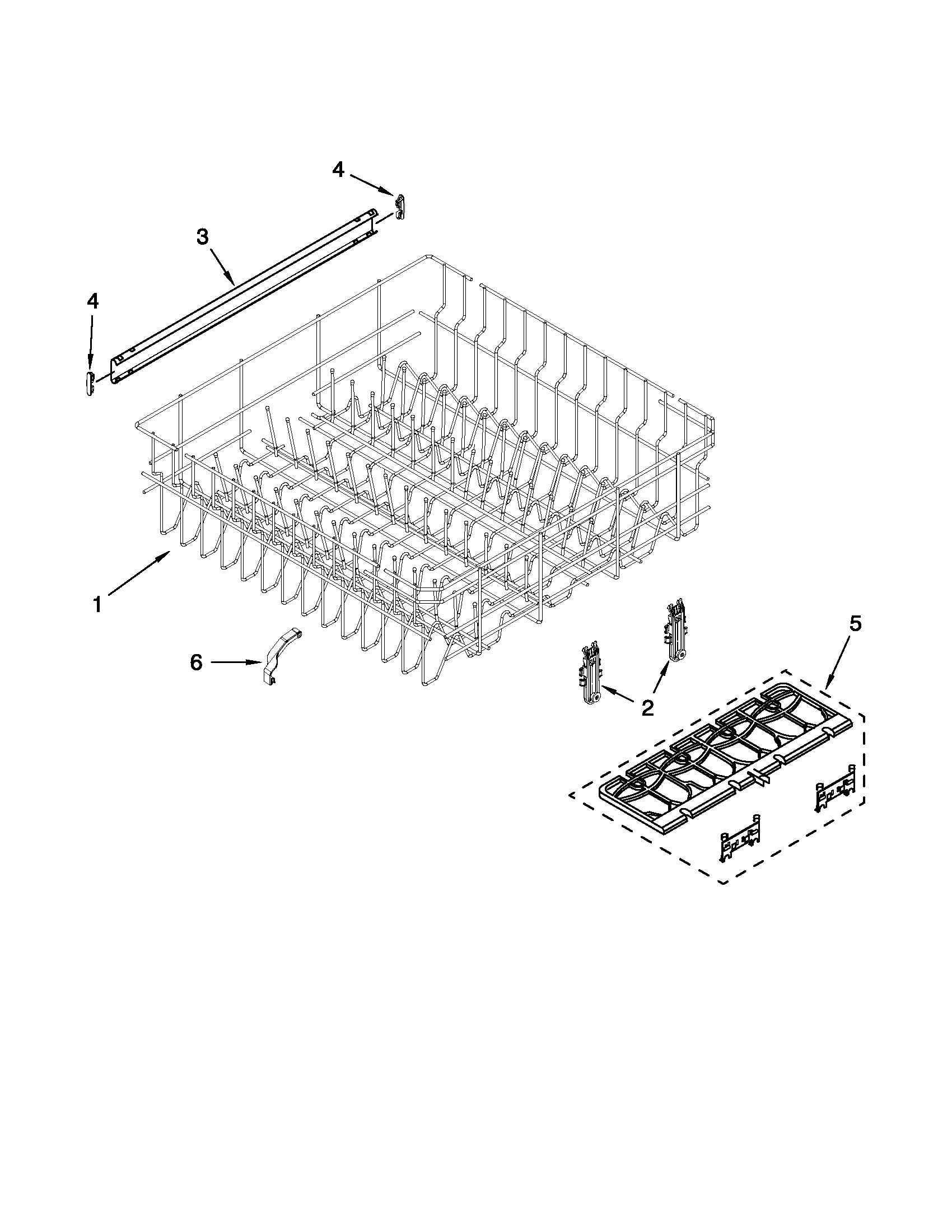 Upper rack and track parts