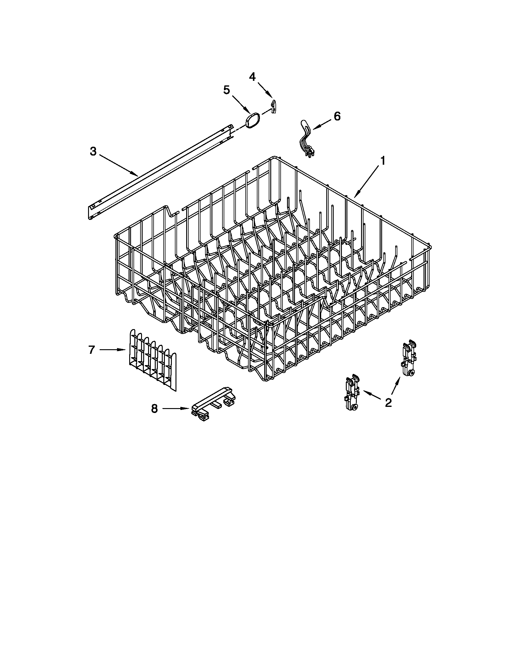 Upper rack and track parts