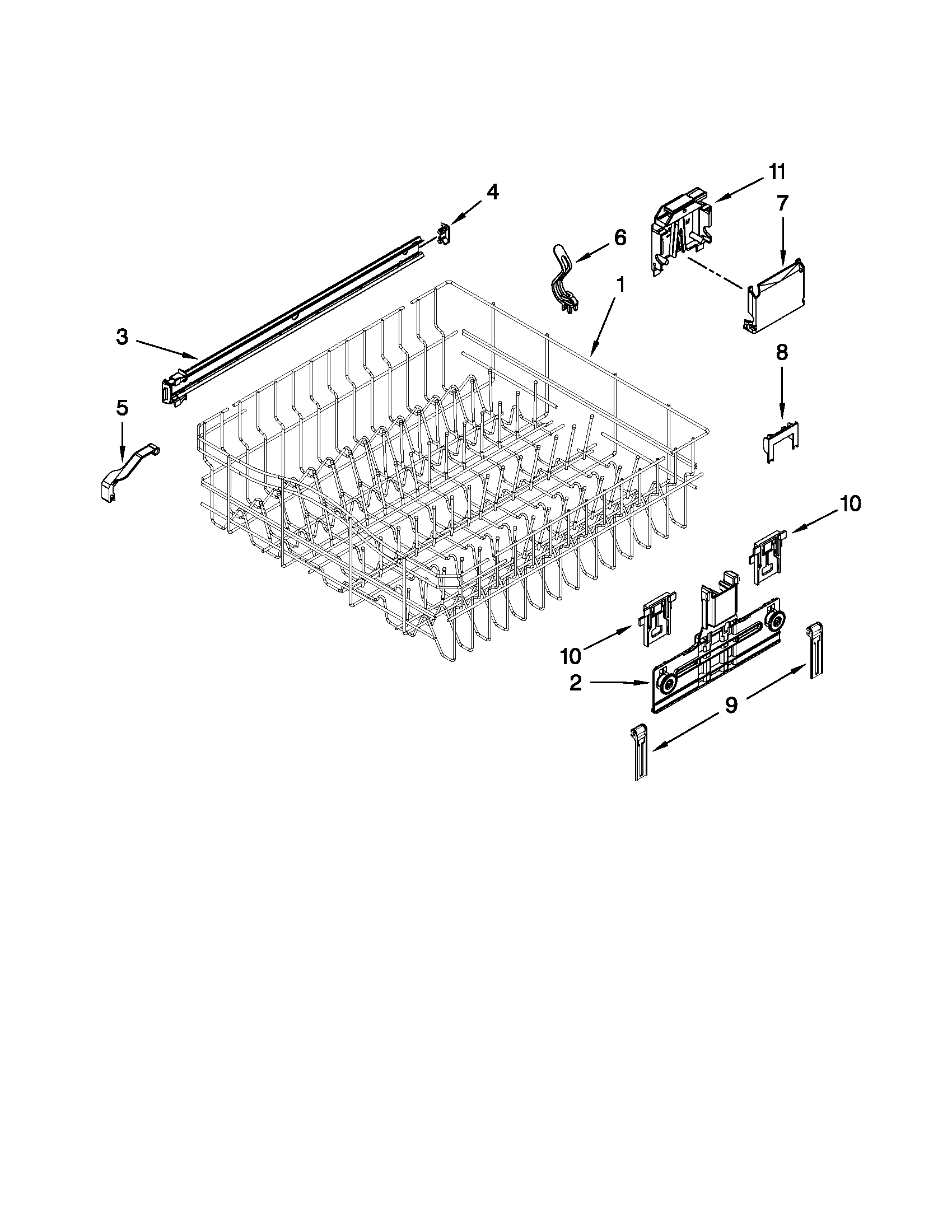 Upper rack and track parts