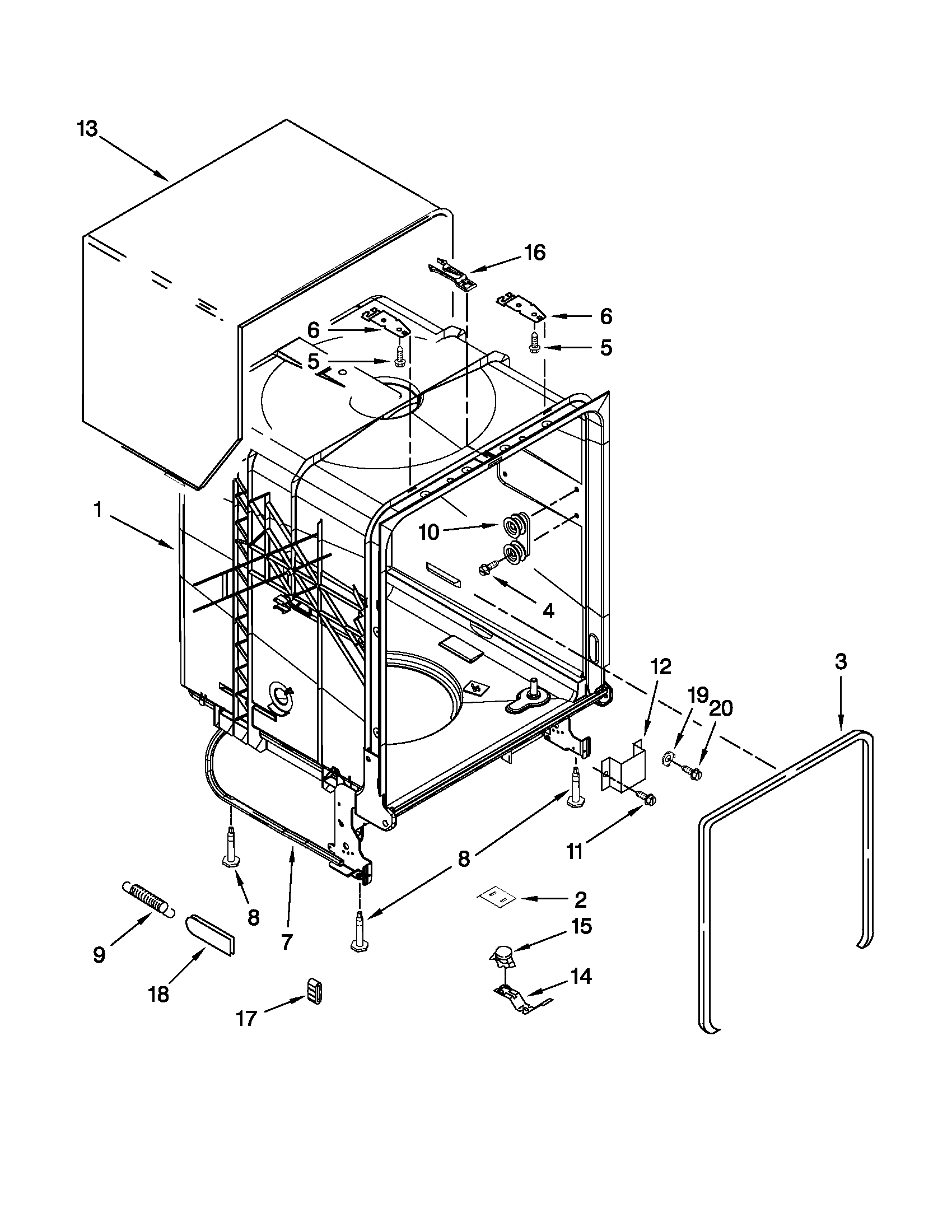 TUB AND FRAME PARTS