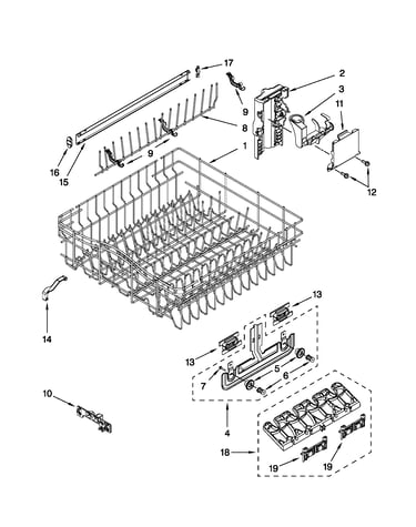Upper rack and track parts