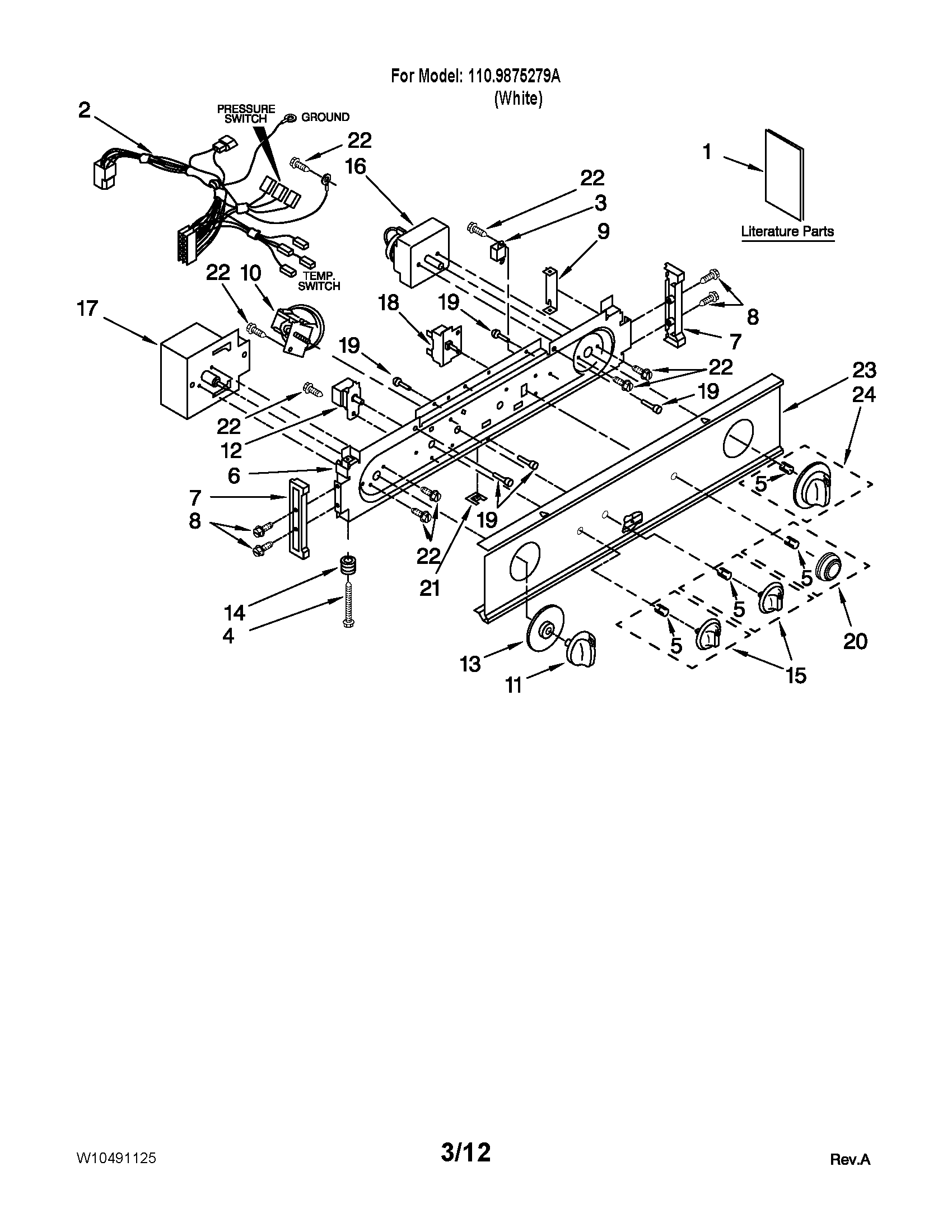 Washer/dryer control panel parts