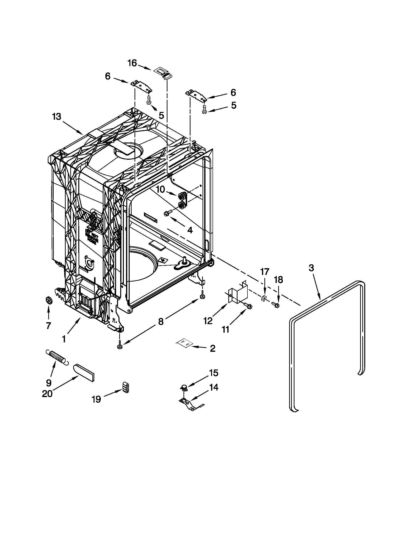 TUB AND FRAME PARTS