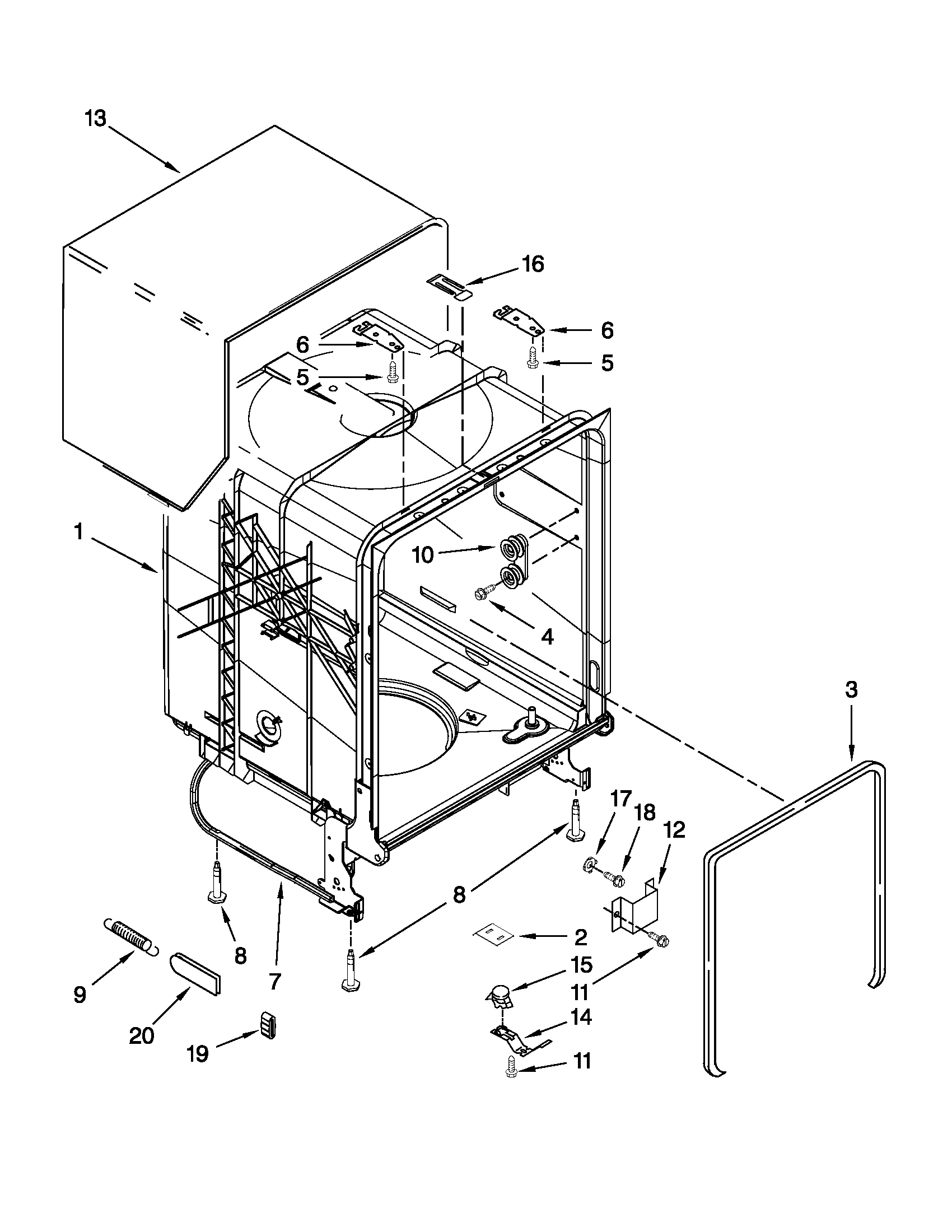 TUB AND FRAME PARTS