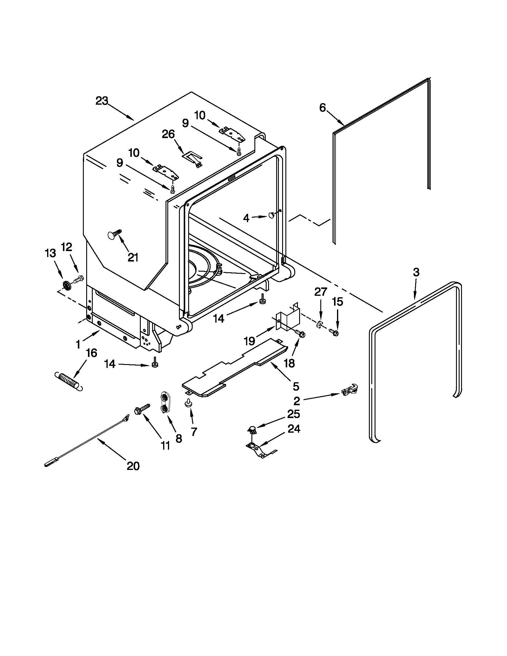 Tub and frame parts