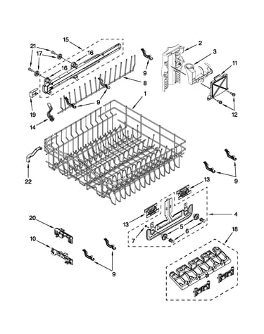 Upper rack and track parts