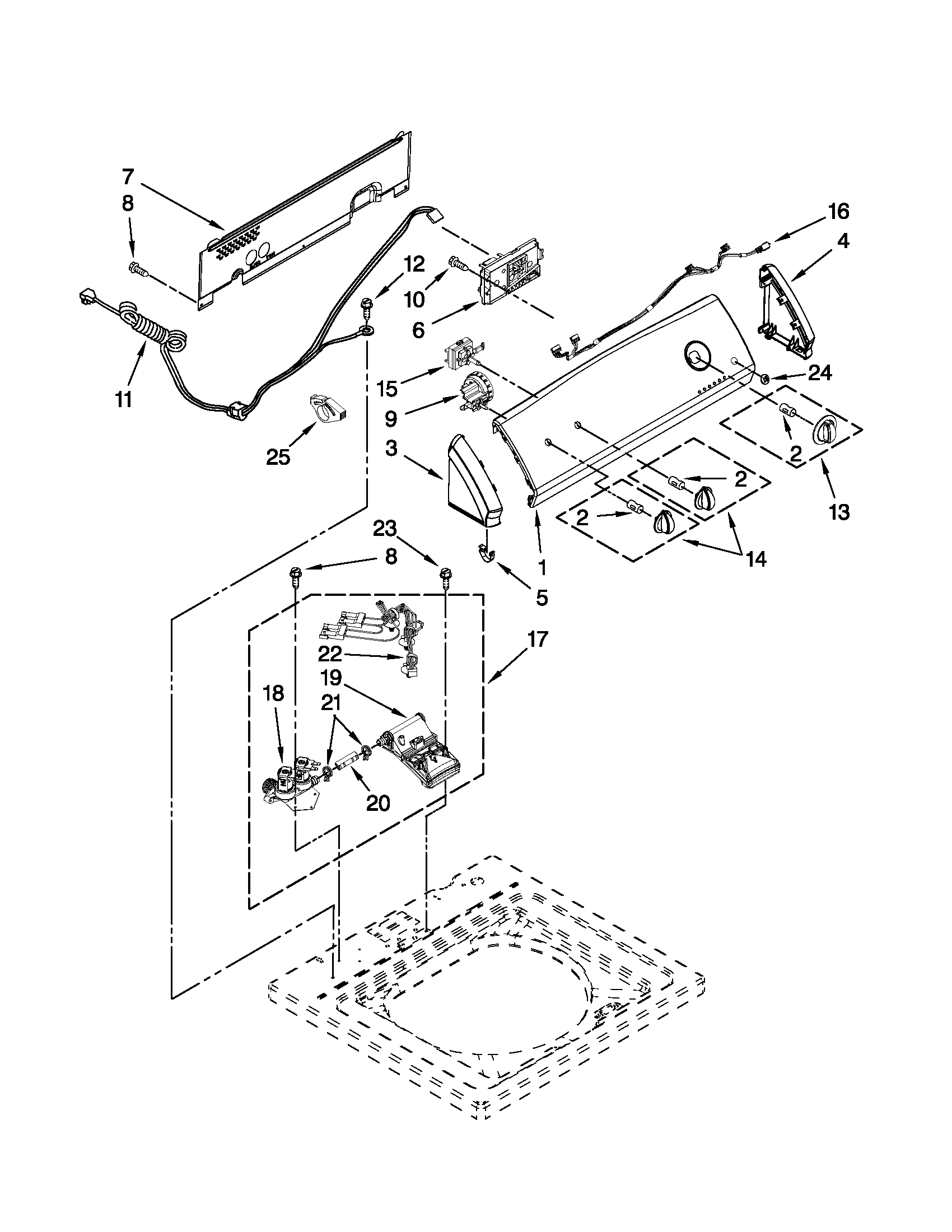 Controls and water inlet parts