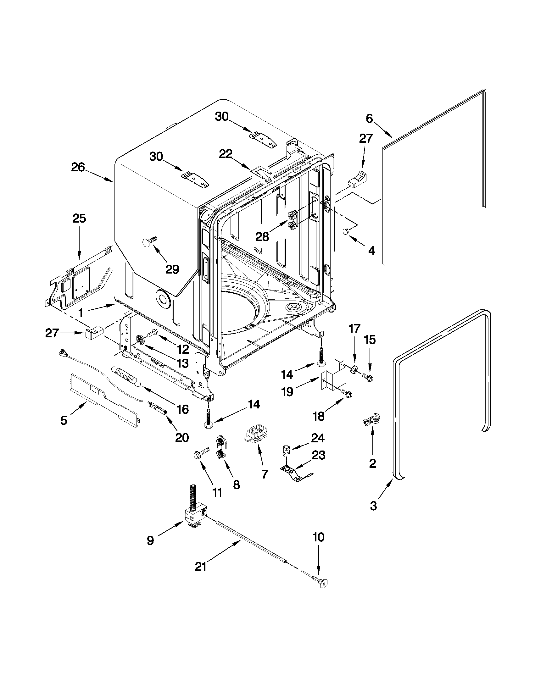 TUB AND FRAME PARTS