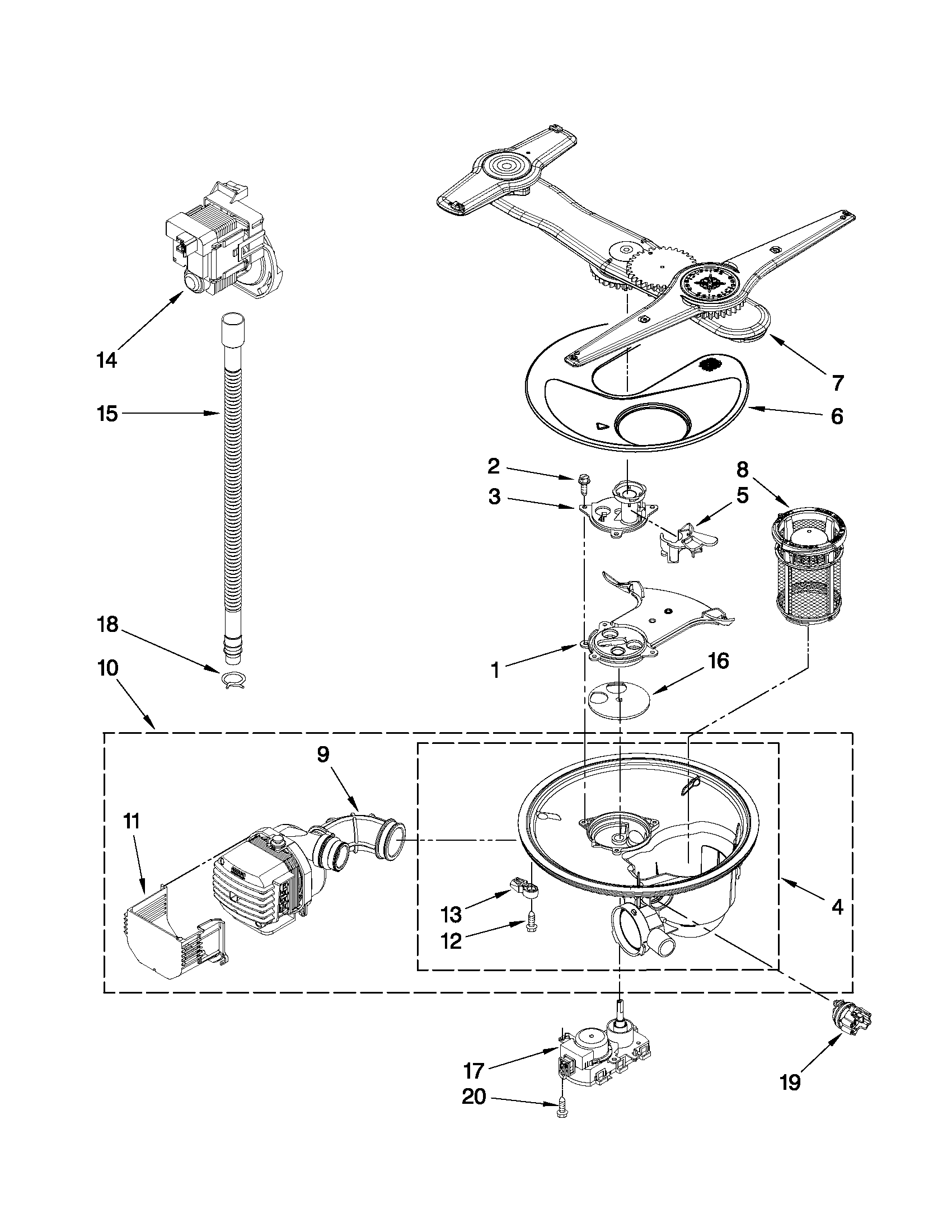 PUMP, WASHARM AND MOTOR PARTS