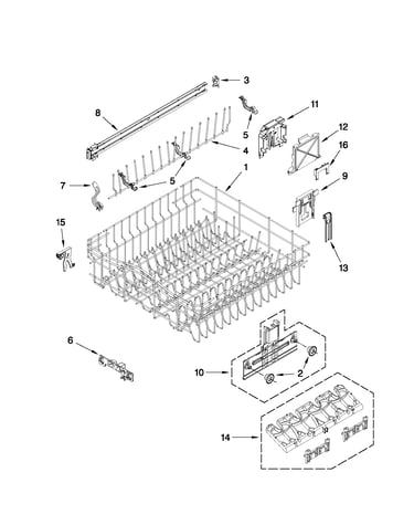 Upper rack and track parts