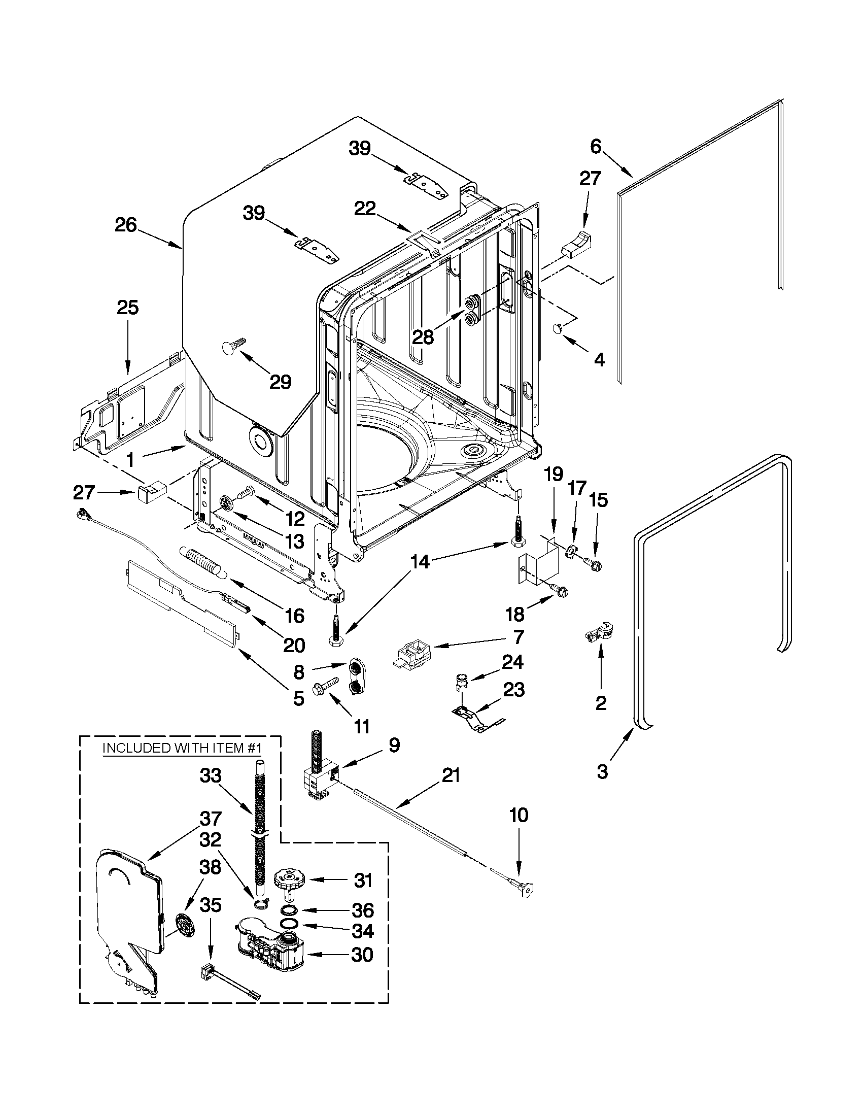 TUB AND FRAME PARTS