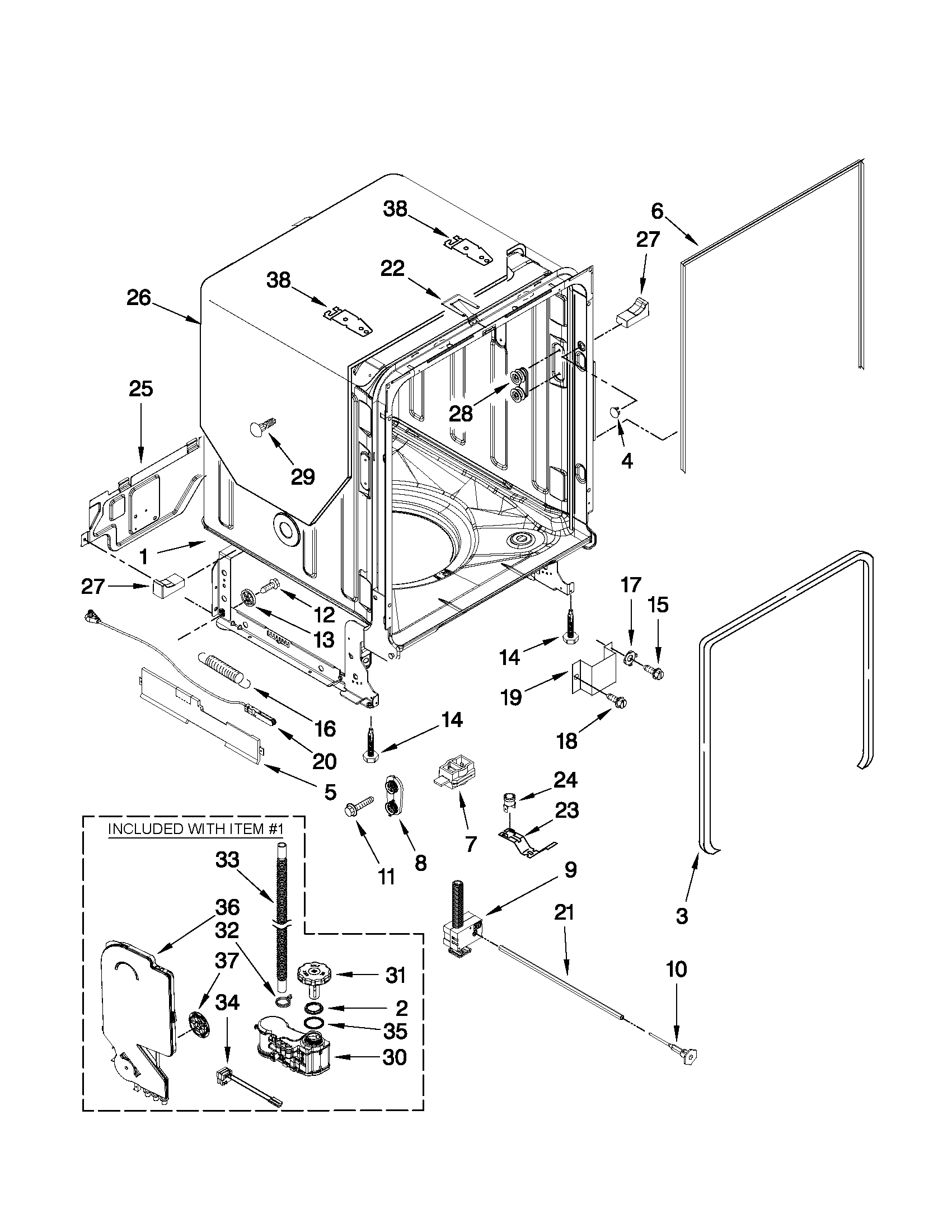 TUB AND FRAME PARTS