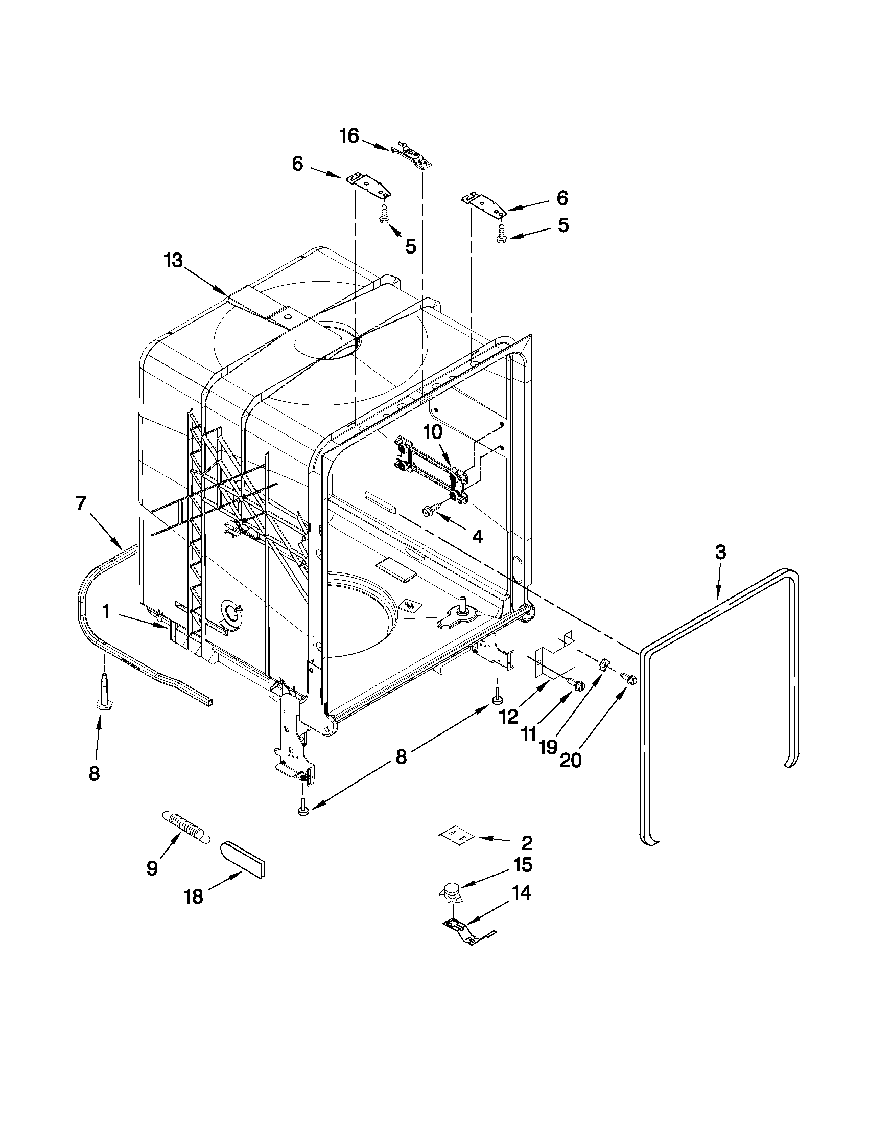 TUB AND FRAME PARTS