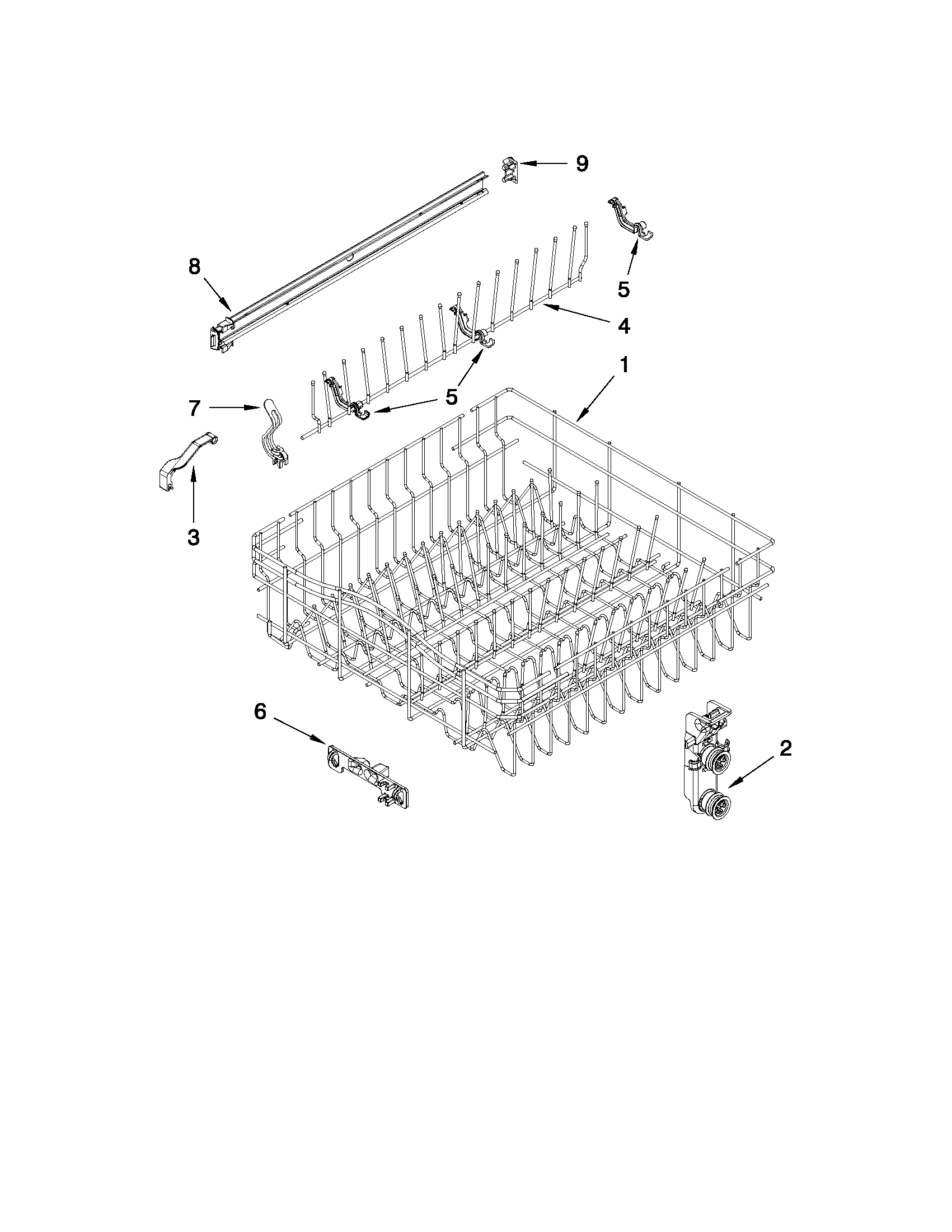 Upper rack and track parts