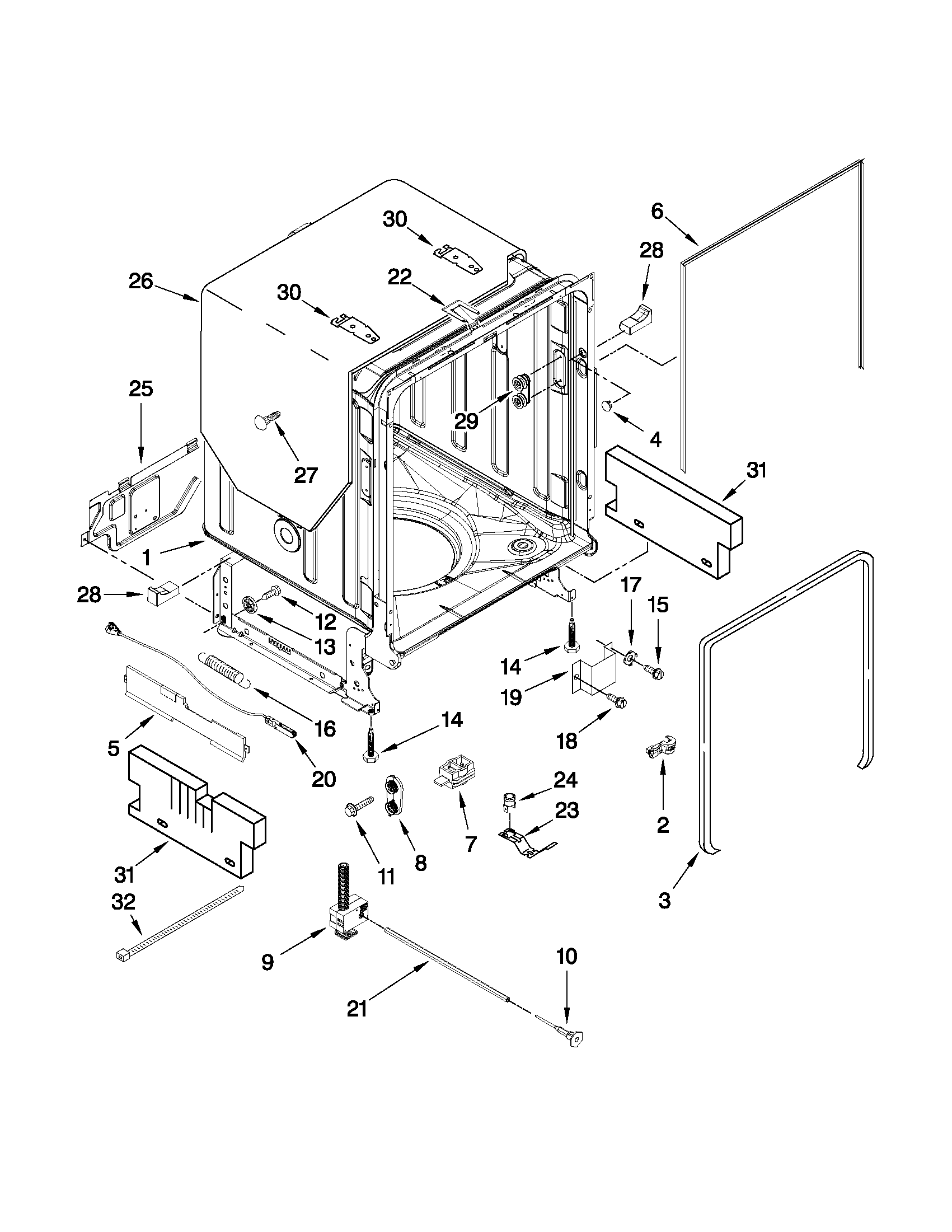 Tub and frame parts