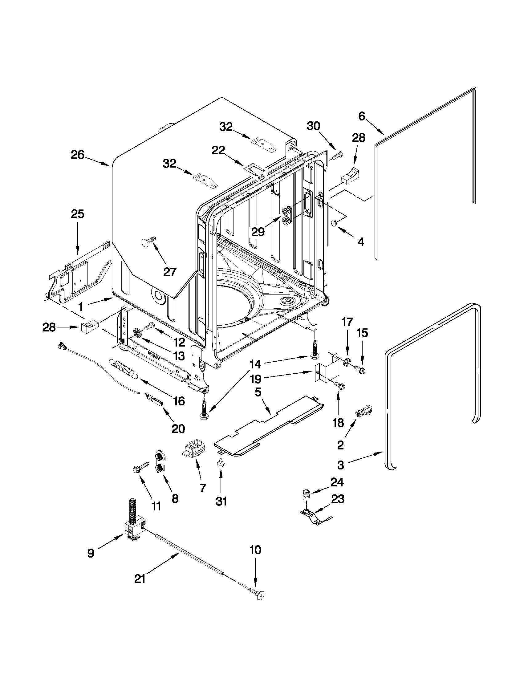Tub and frame parts