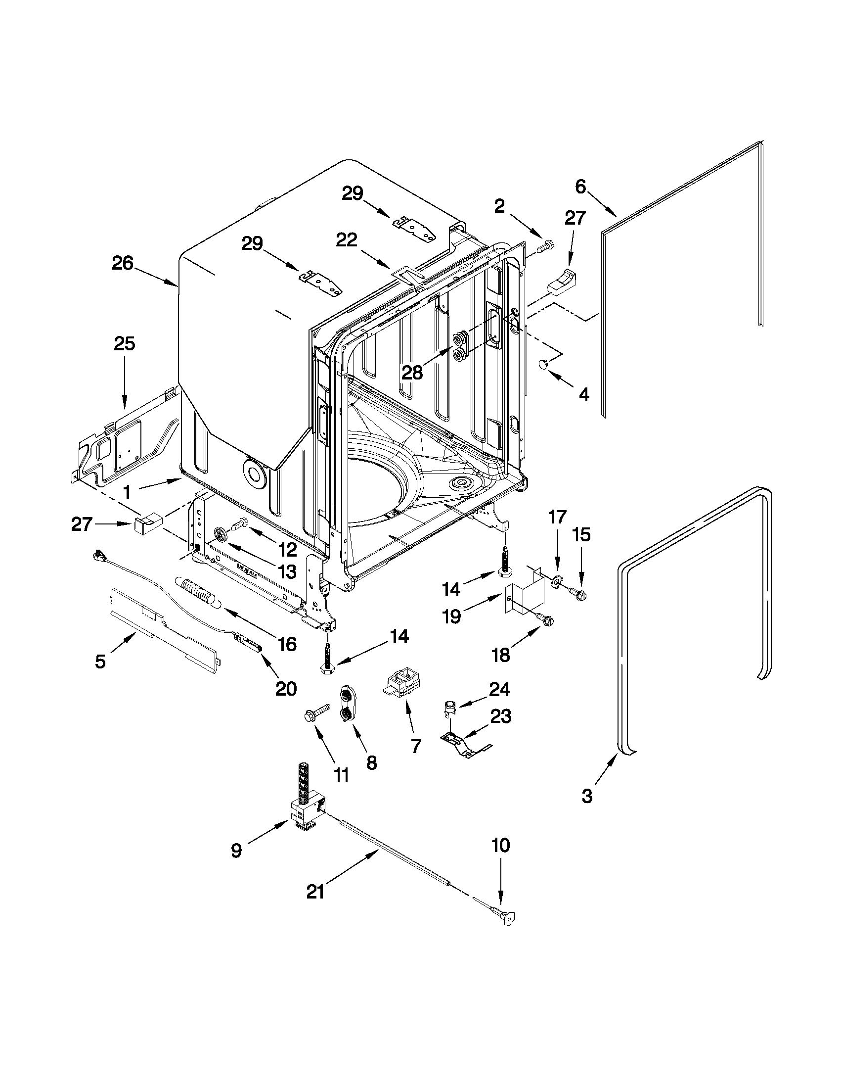 TUB AND FRAME PARTS
