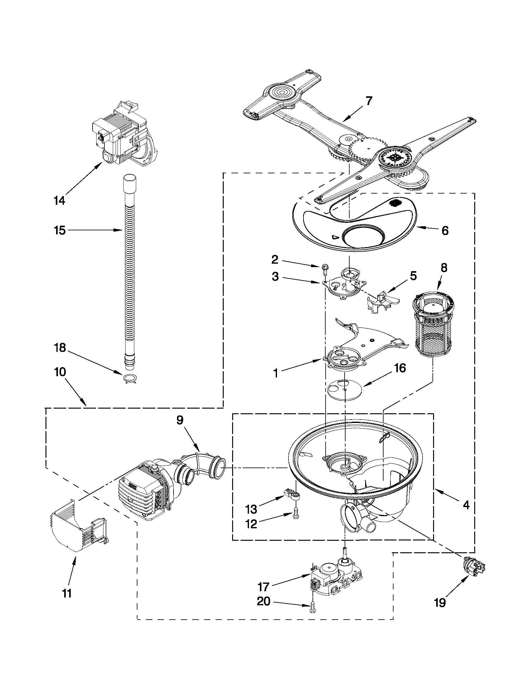 PUMP, WASHARM AND MOTOR PARTS