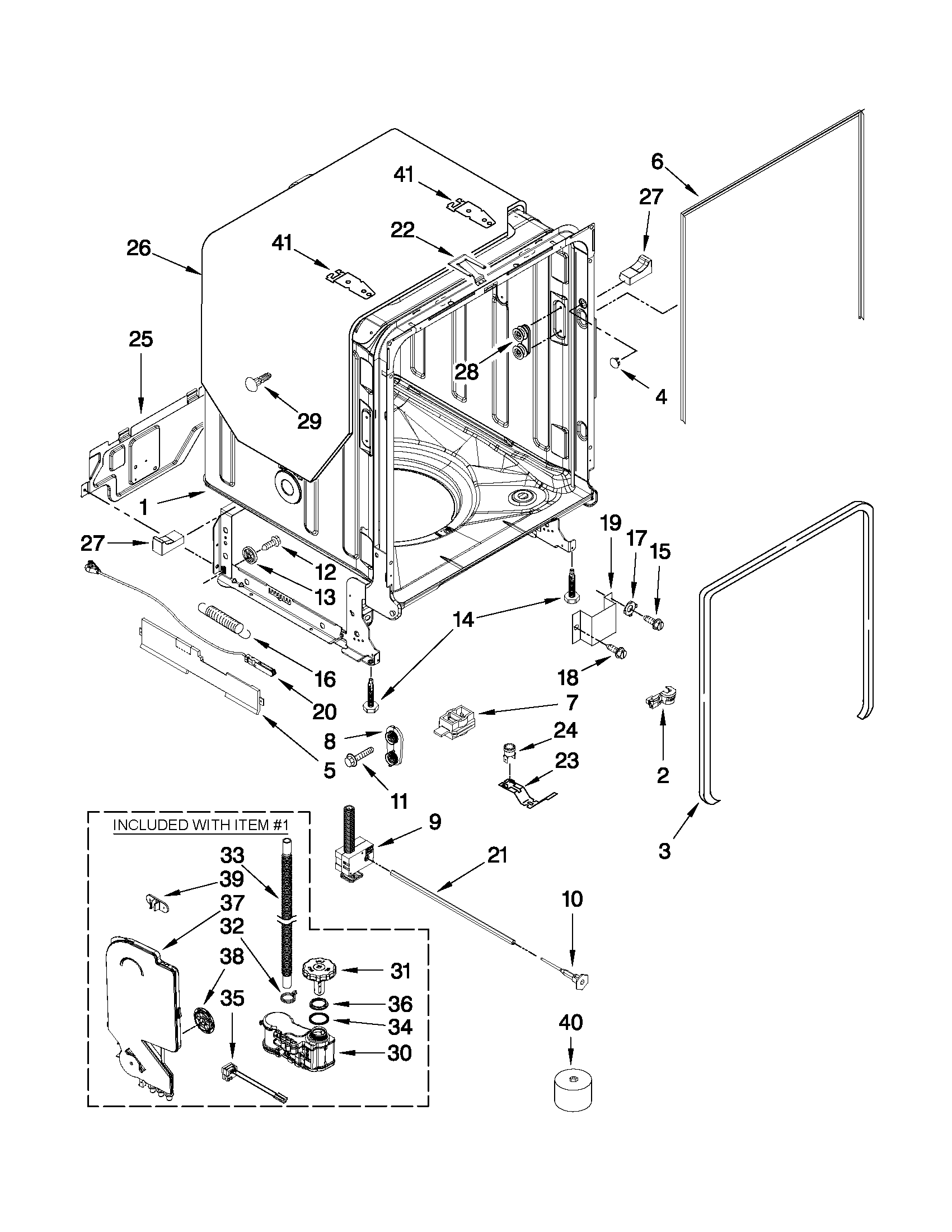 TUB AND FRAME PARTS