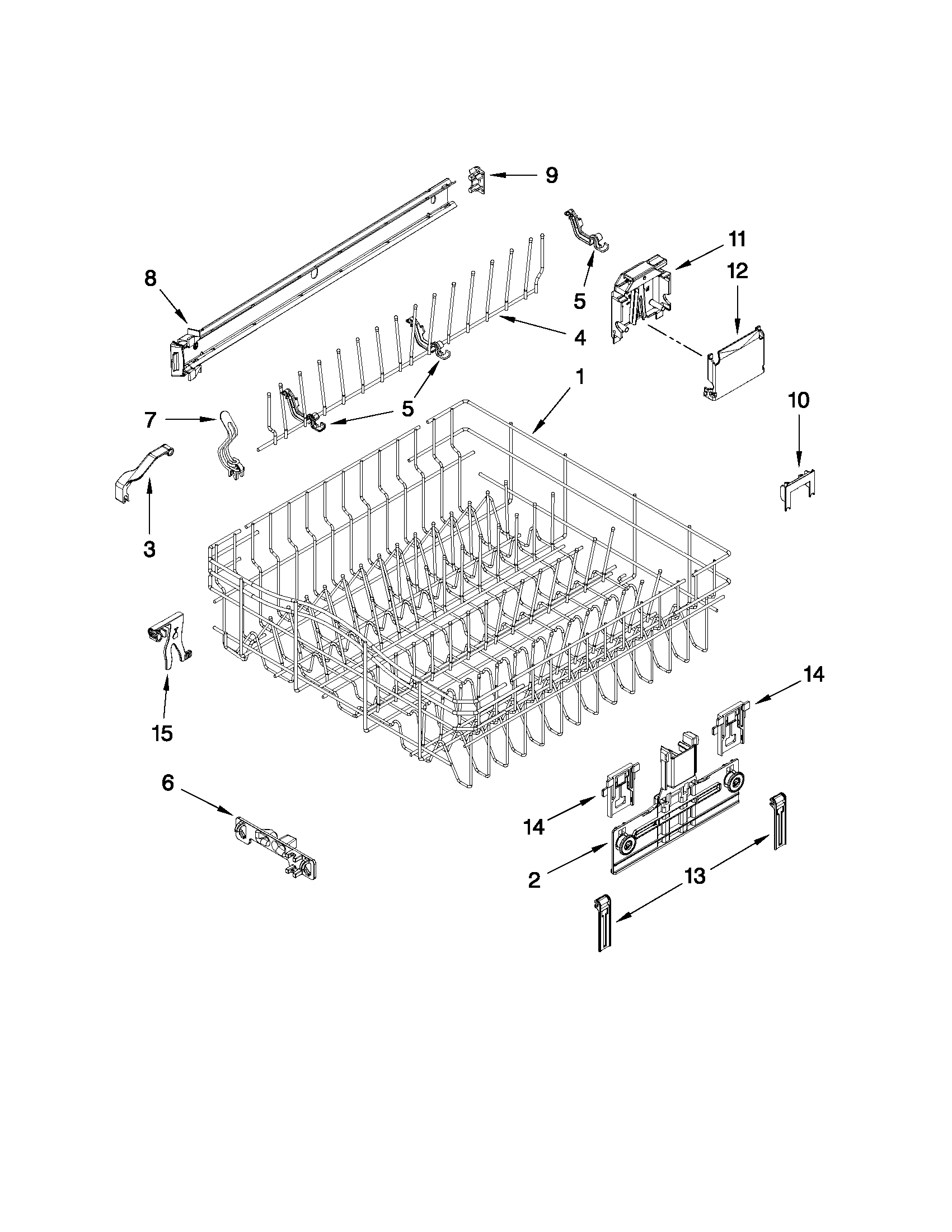 Upper rack and track parts