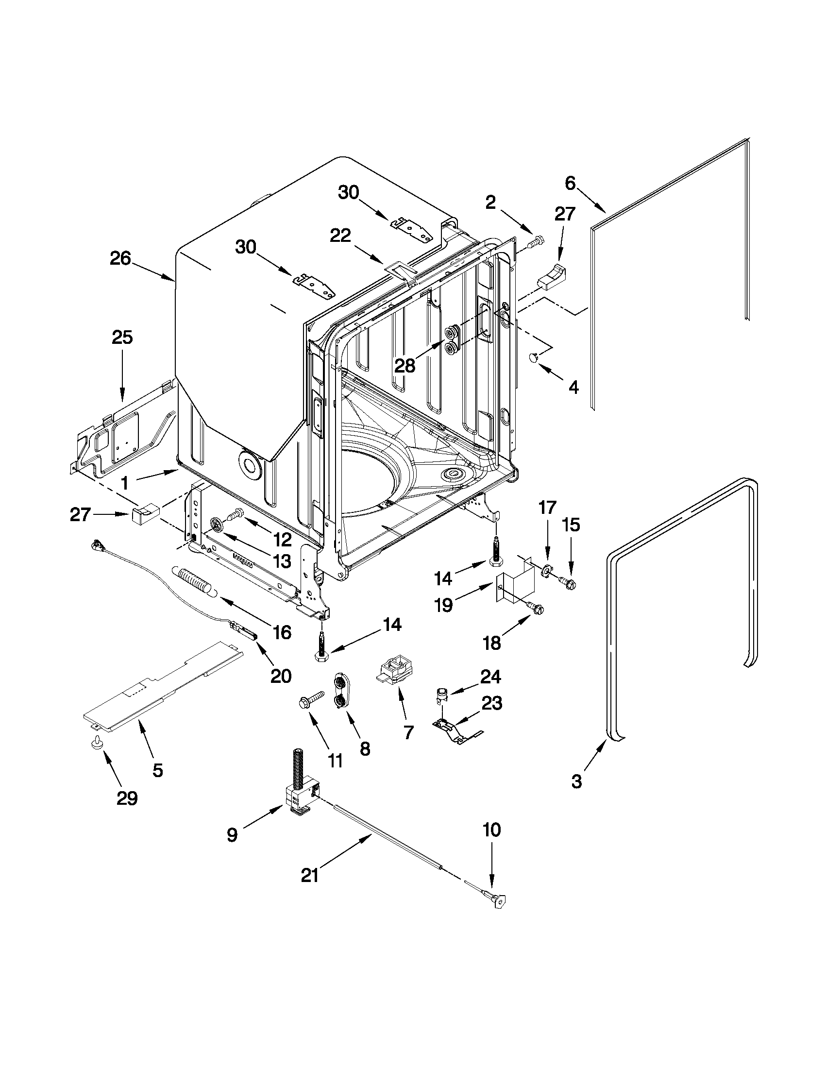 TUB AND FRAME PARTS