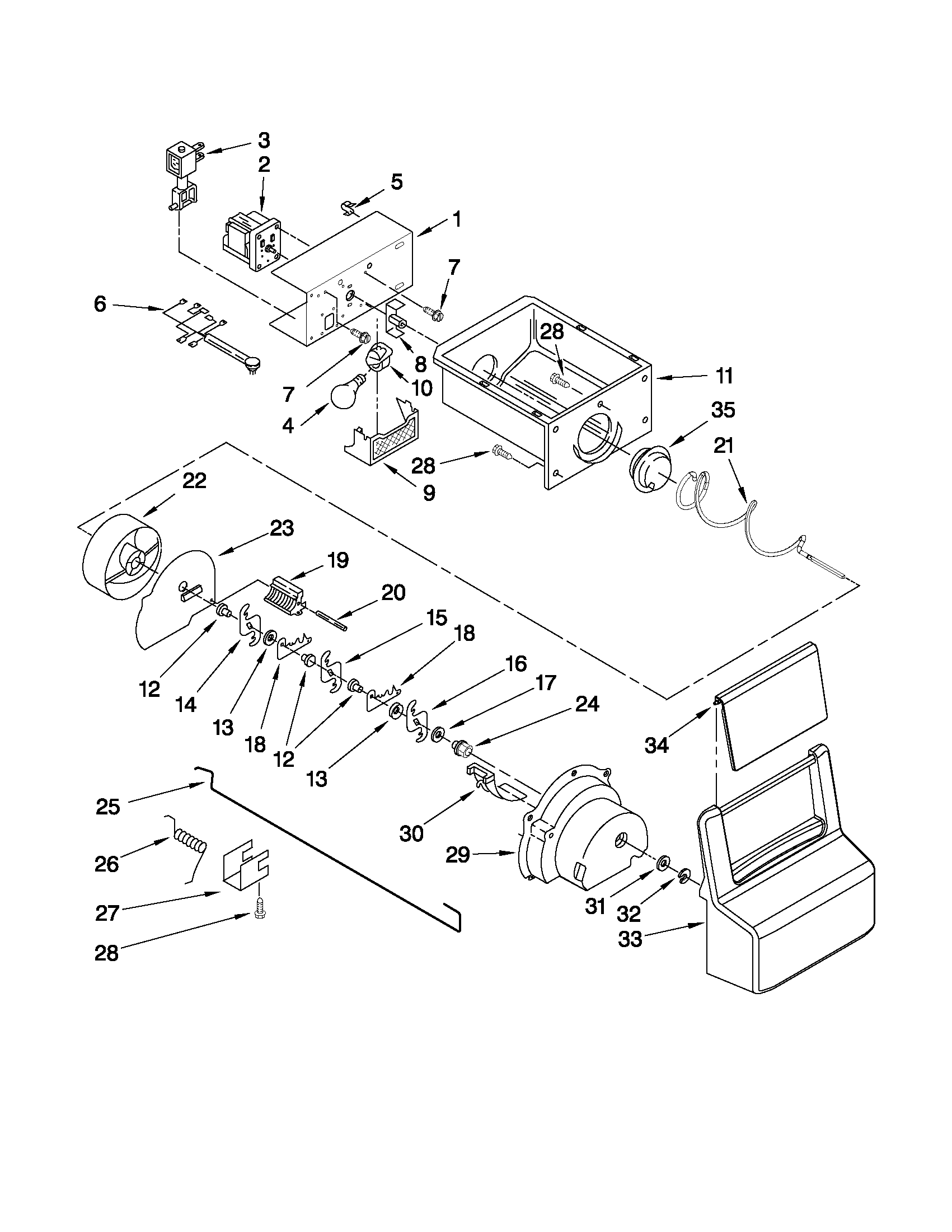 Motor and ice container parts