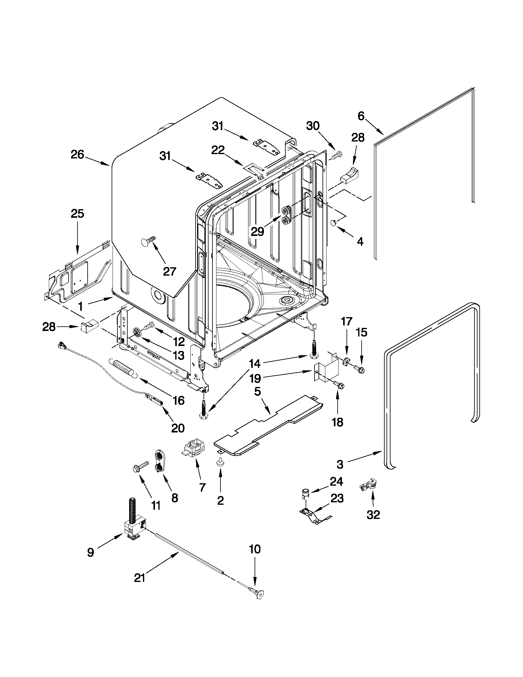 Tub and frame parts