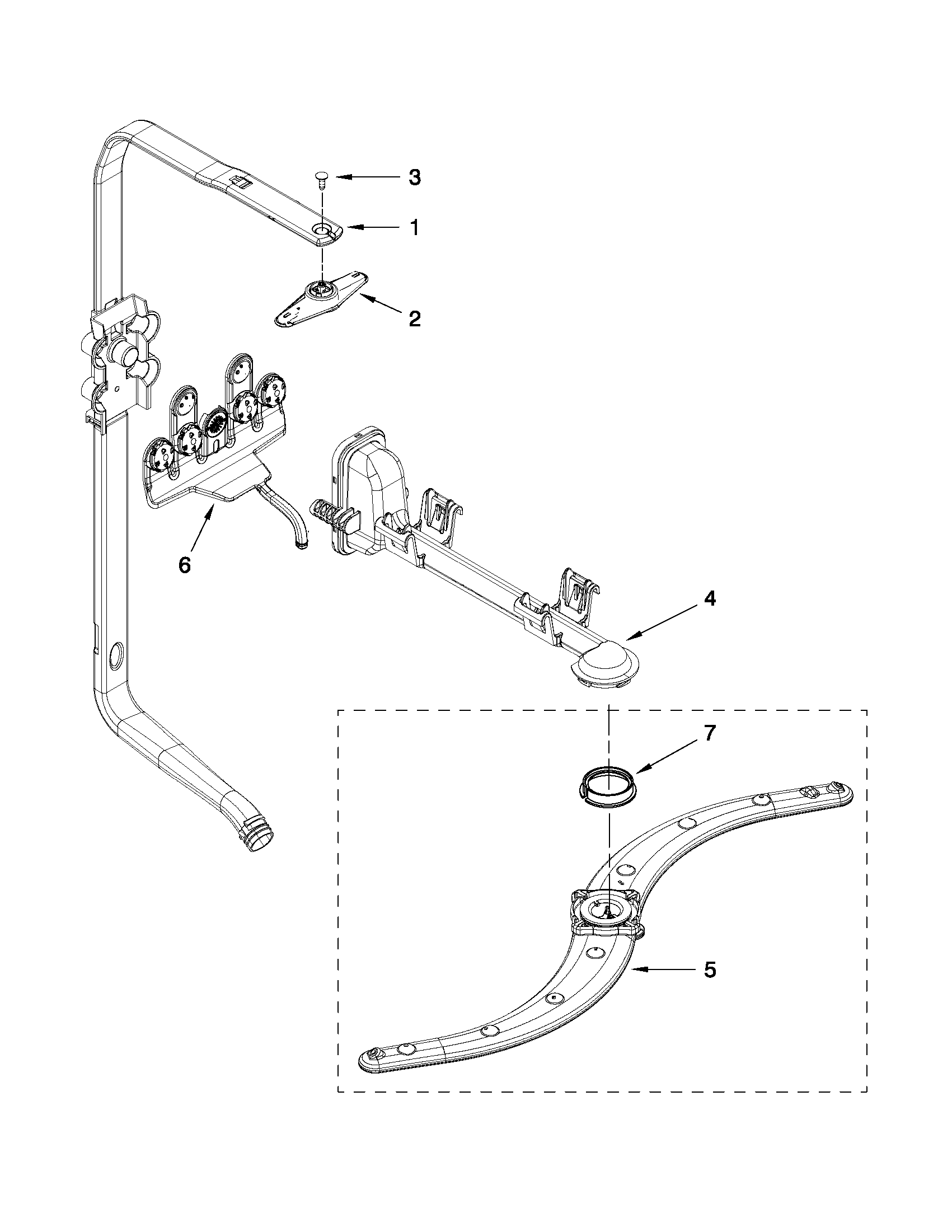 Upper wash and rinse parts