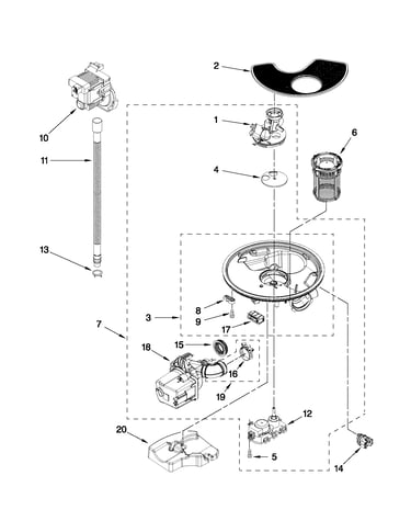 Pump, washarm and motor parts