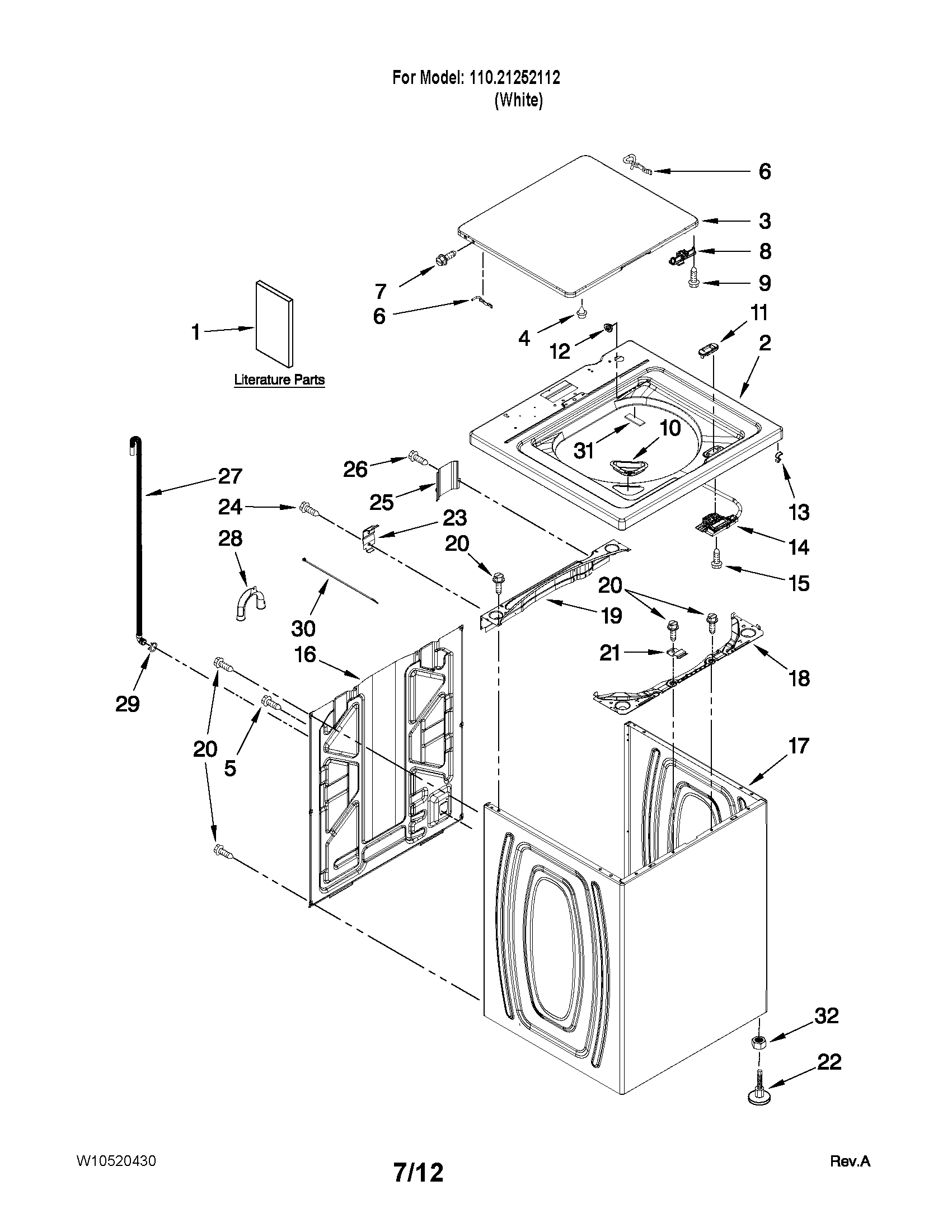 TOP AND CABINET PARTS