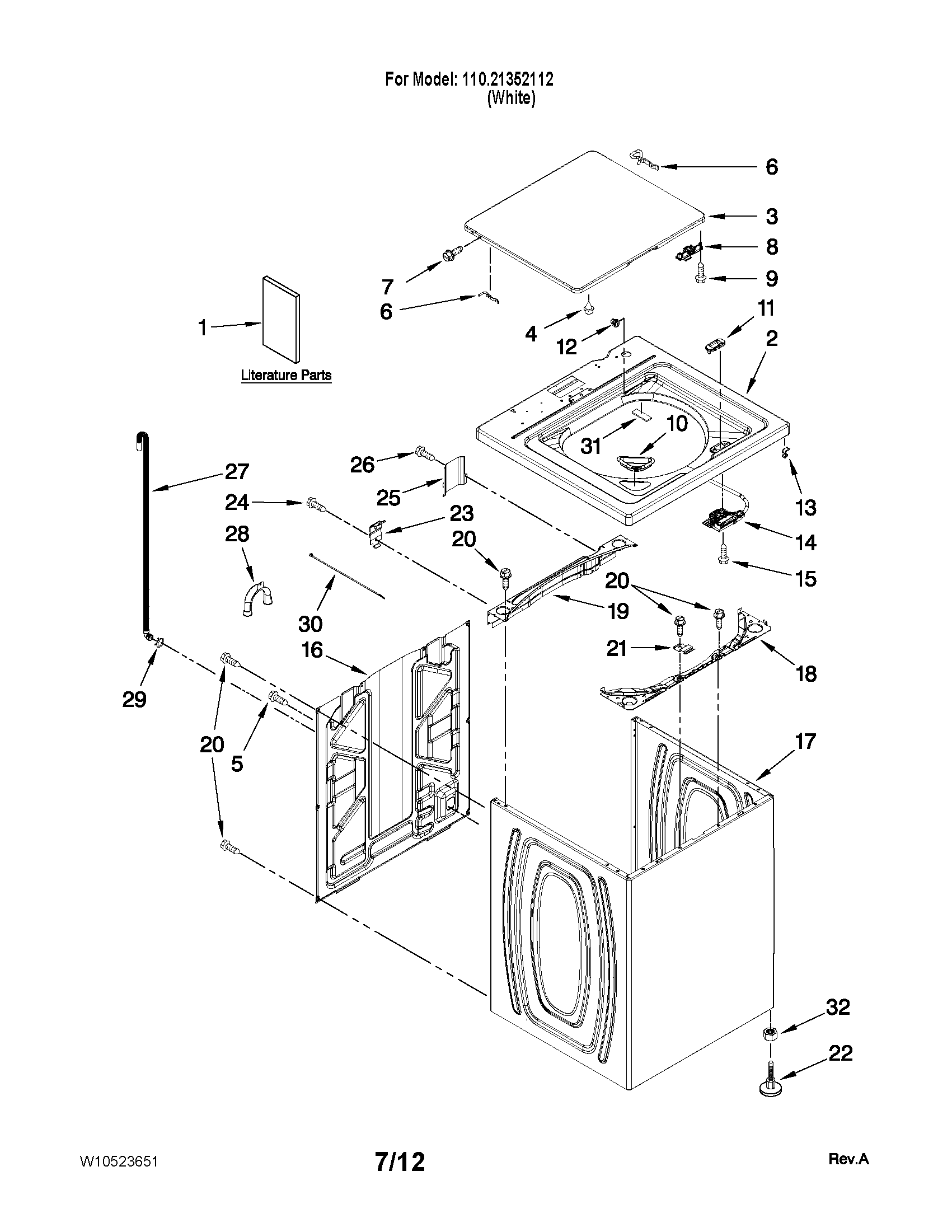 Top and cabinet parts
