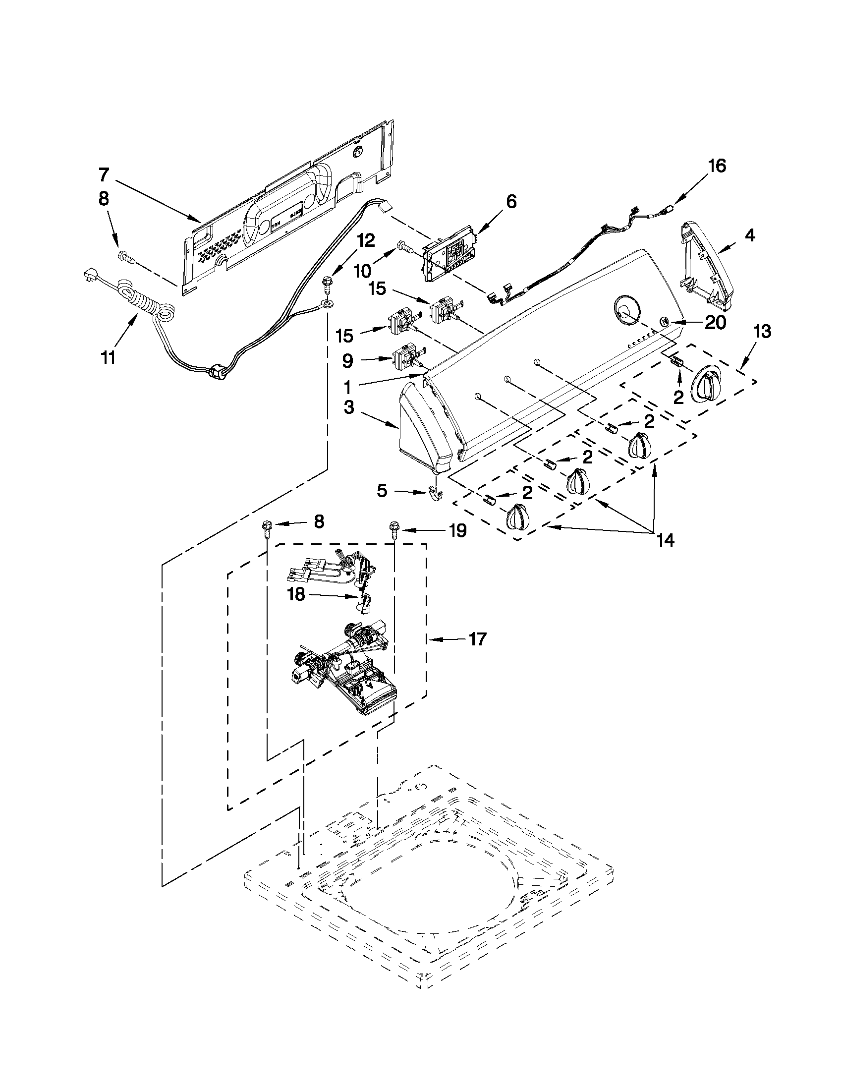 Controls and water inlet parts