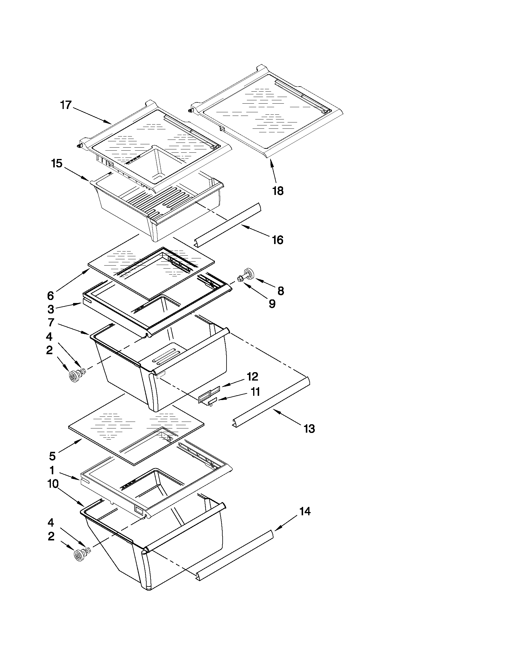 Refrigerator shelf parts