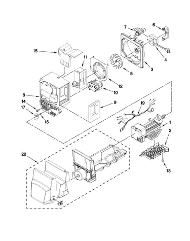 Motor and ice container parts