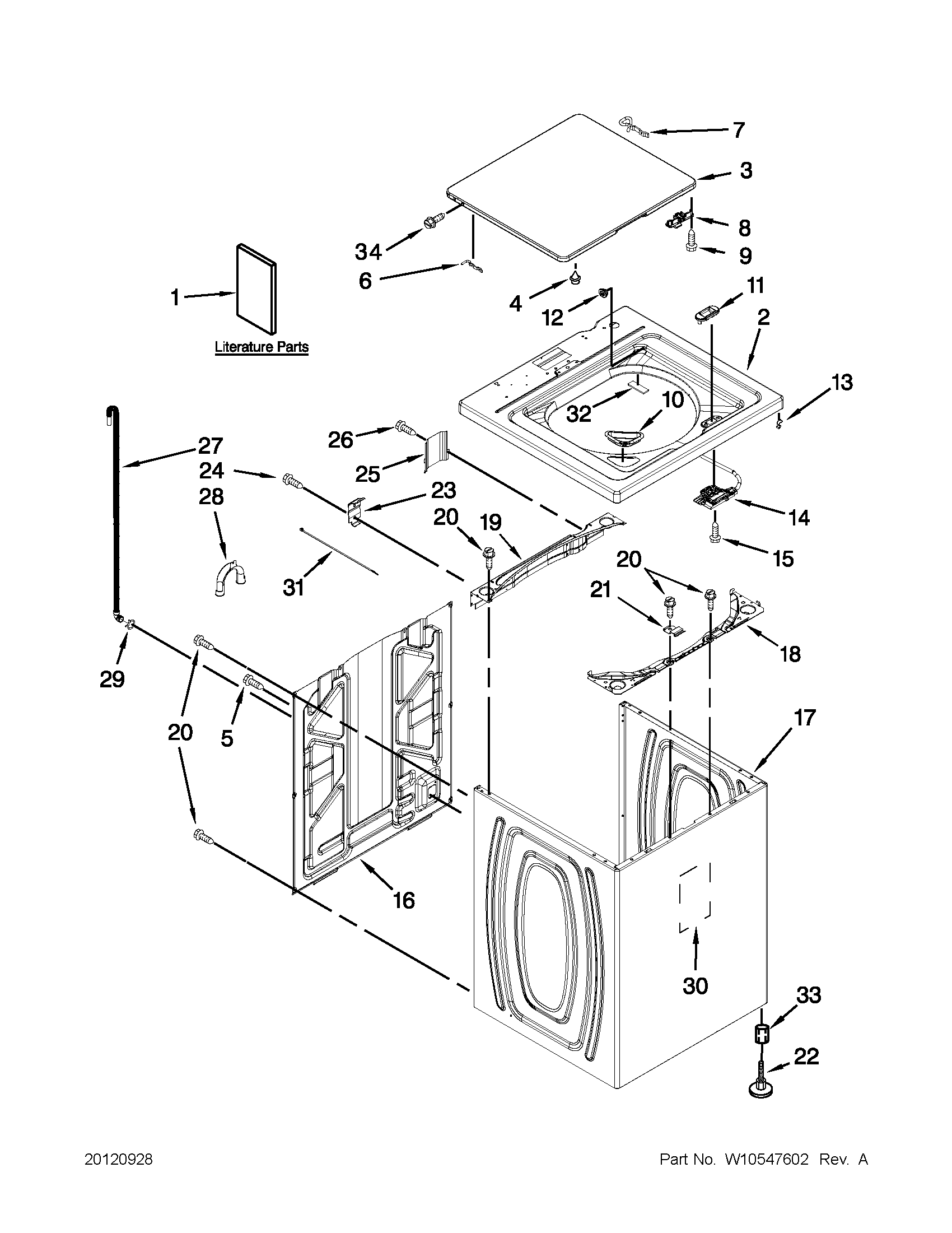 Top and cabinet parts
