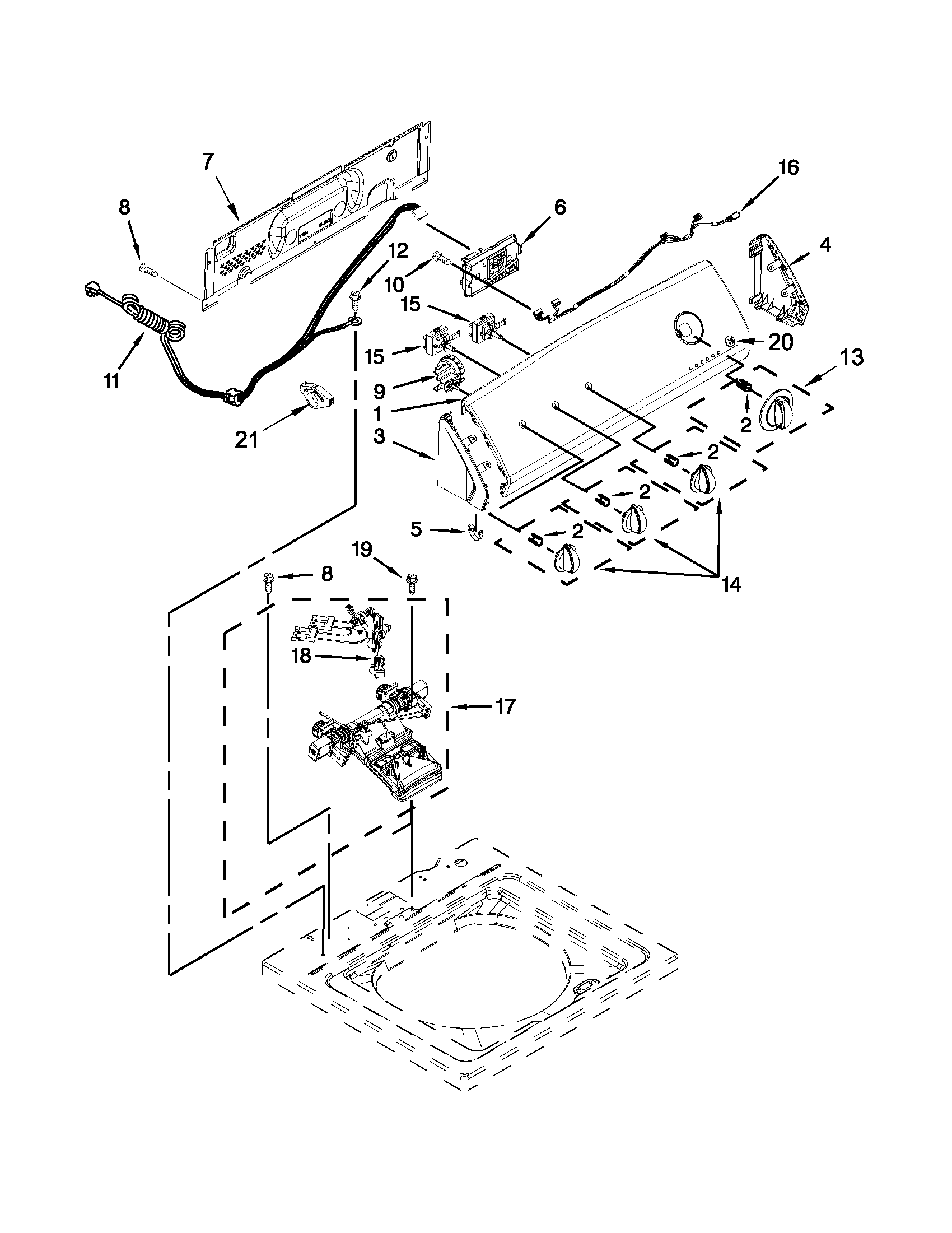 Controls and water inlet parts