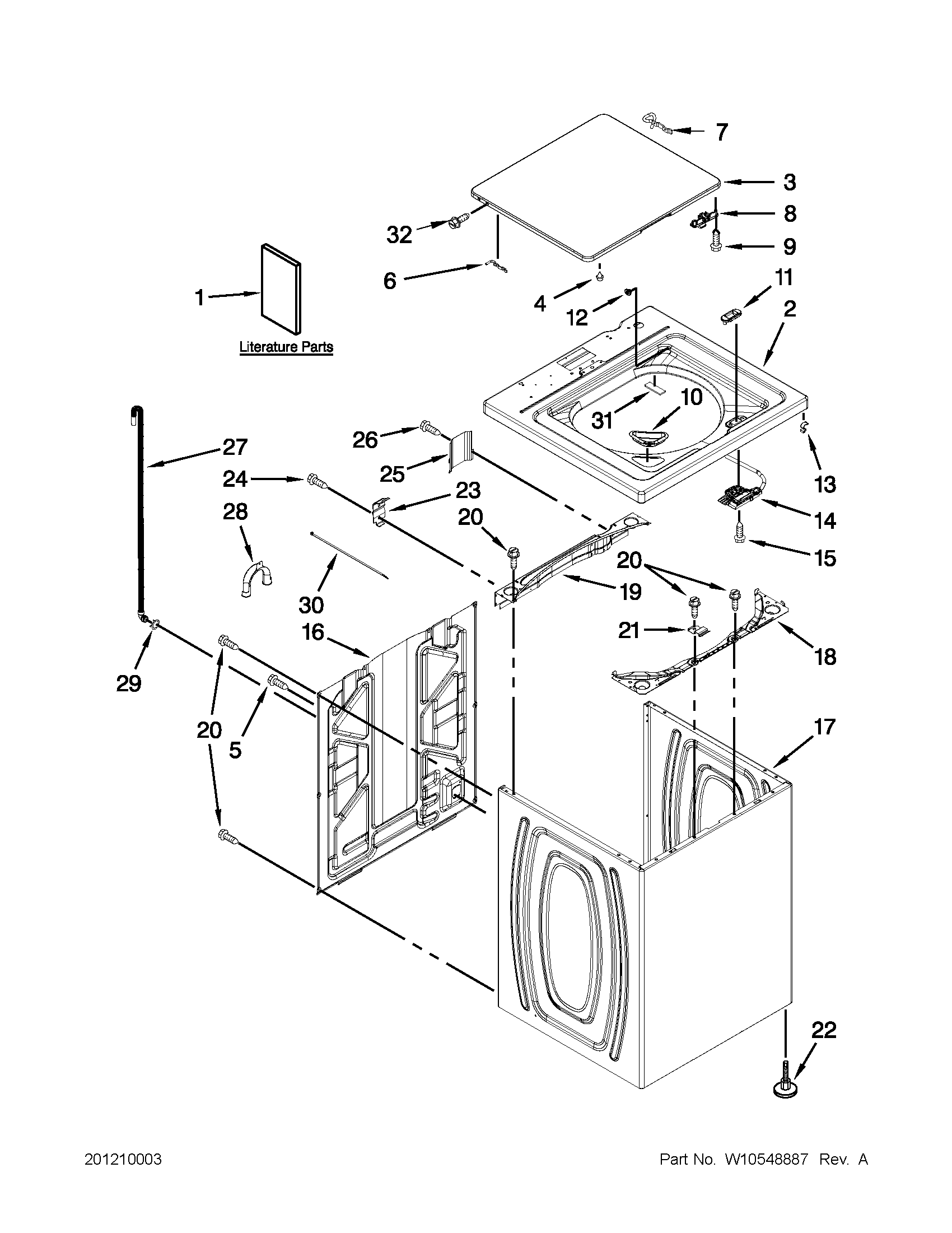 Top and cabinet parts
