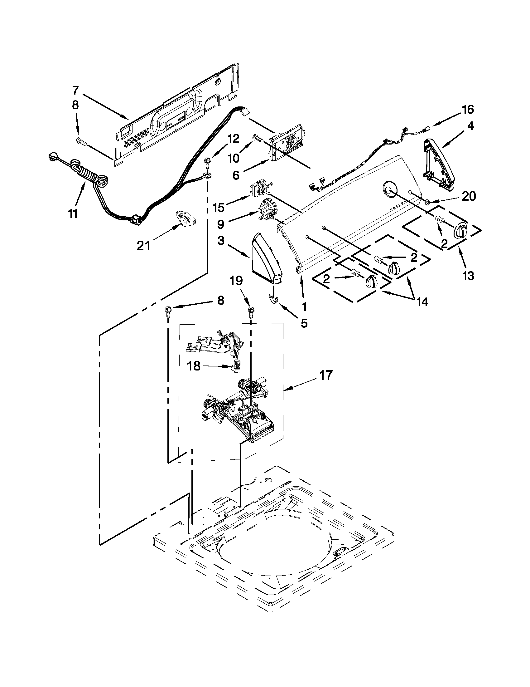 Controls and water inlet parts