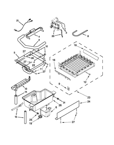 Evaporator, grid, and water parts