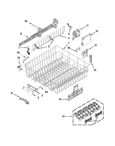 Upper rack and track parts