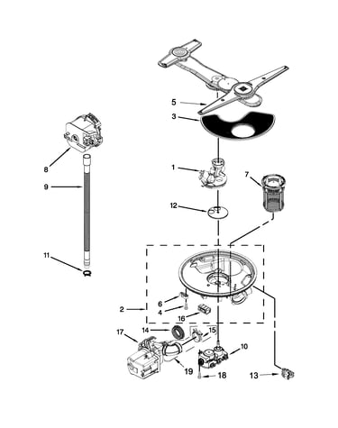 Pump, washarm and motor parts