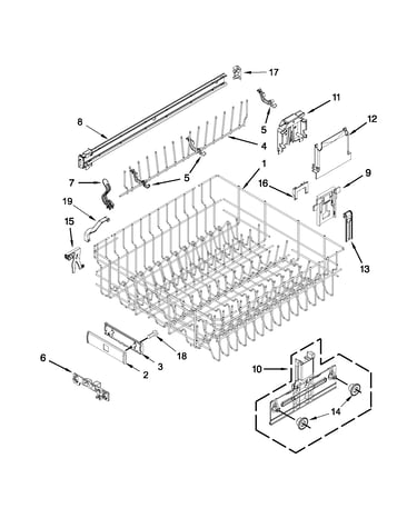 Upper rack and track parts