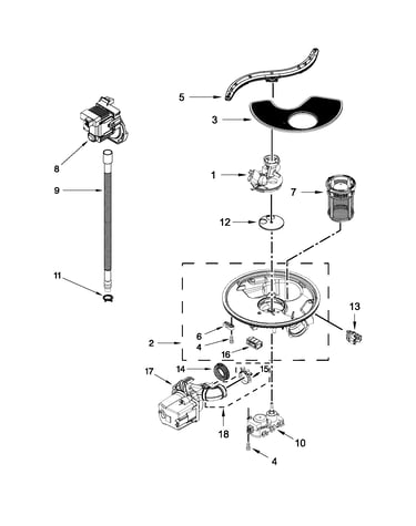 Pump, washarm and motor parts