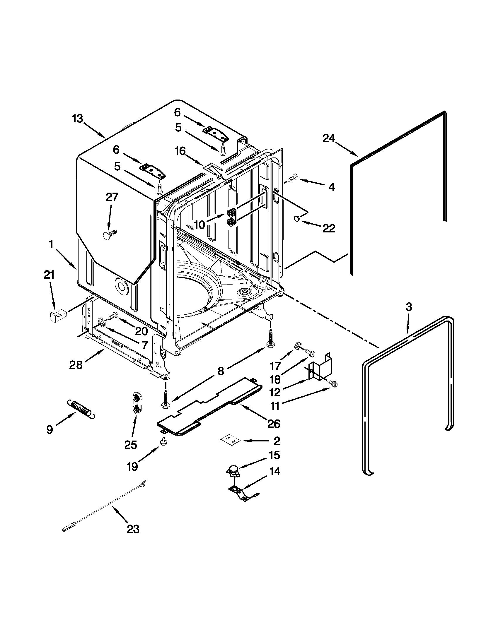 TUB AND FRAME PARTS