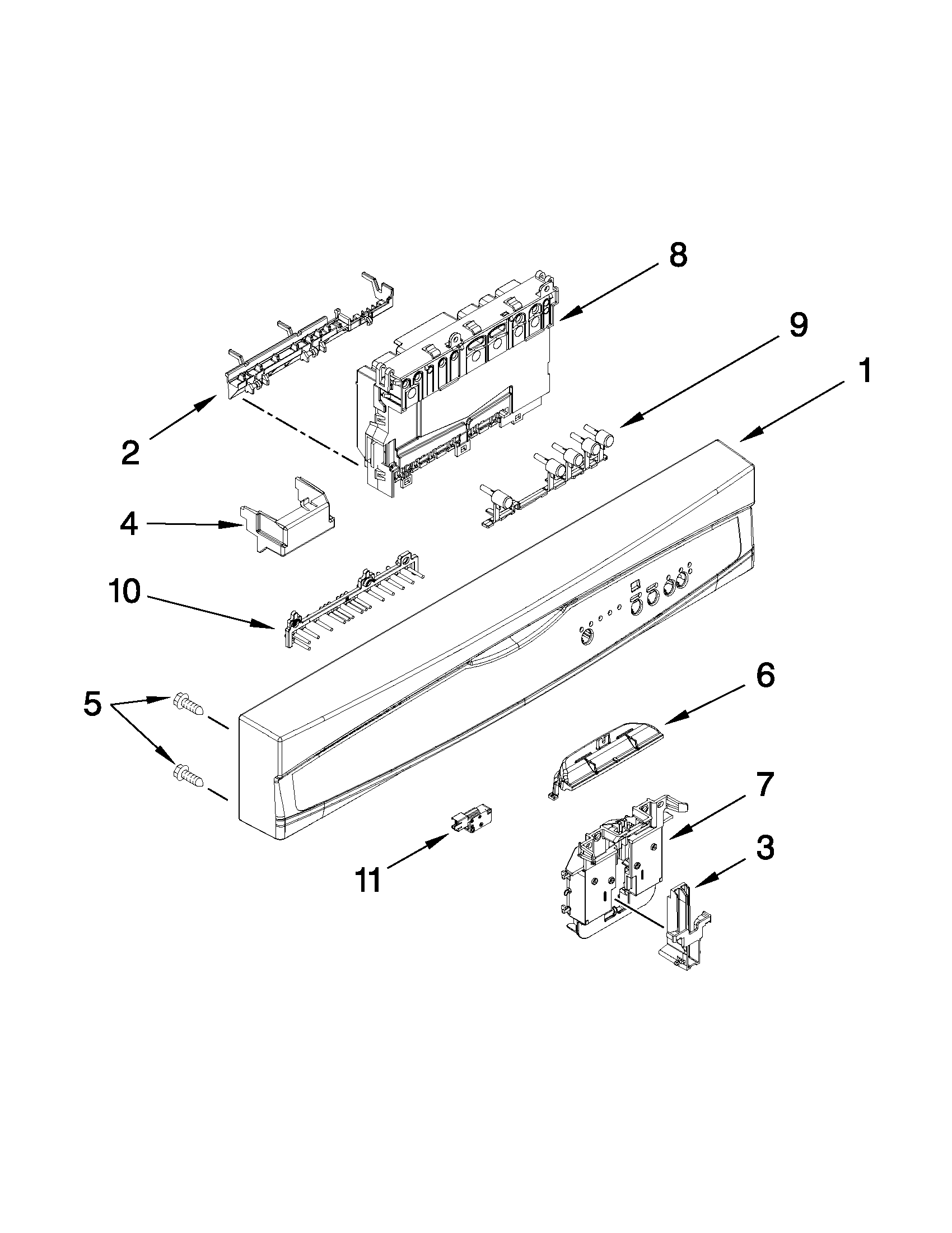 Control panel and latch parts