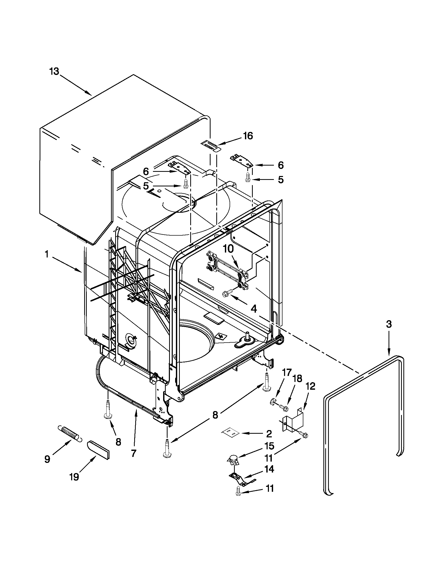 TUB AND FRAME PARTS