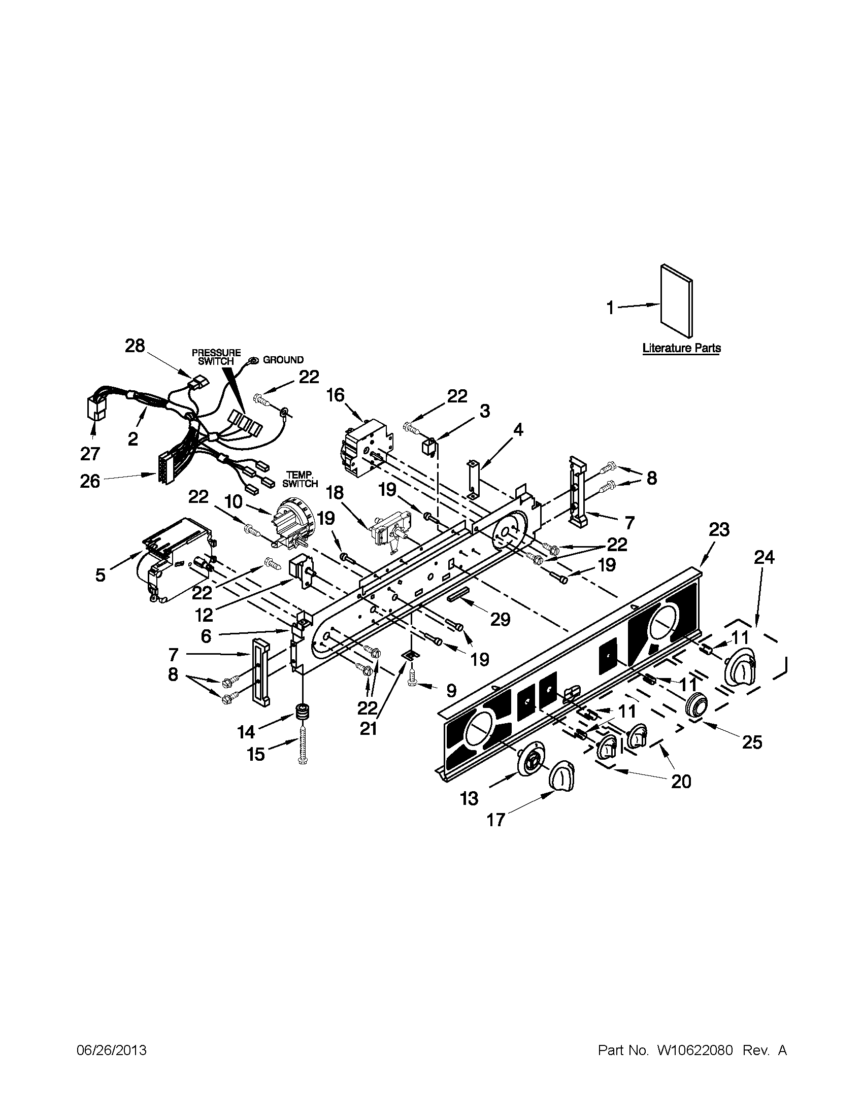 Washer/dryer control panel parts